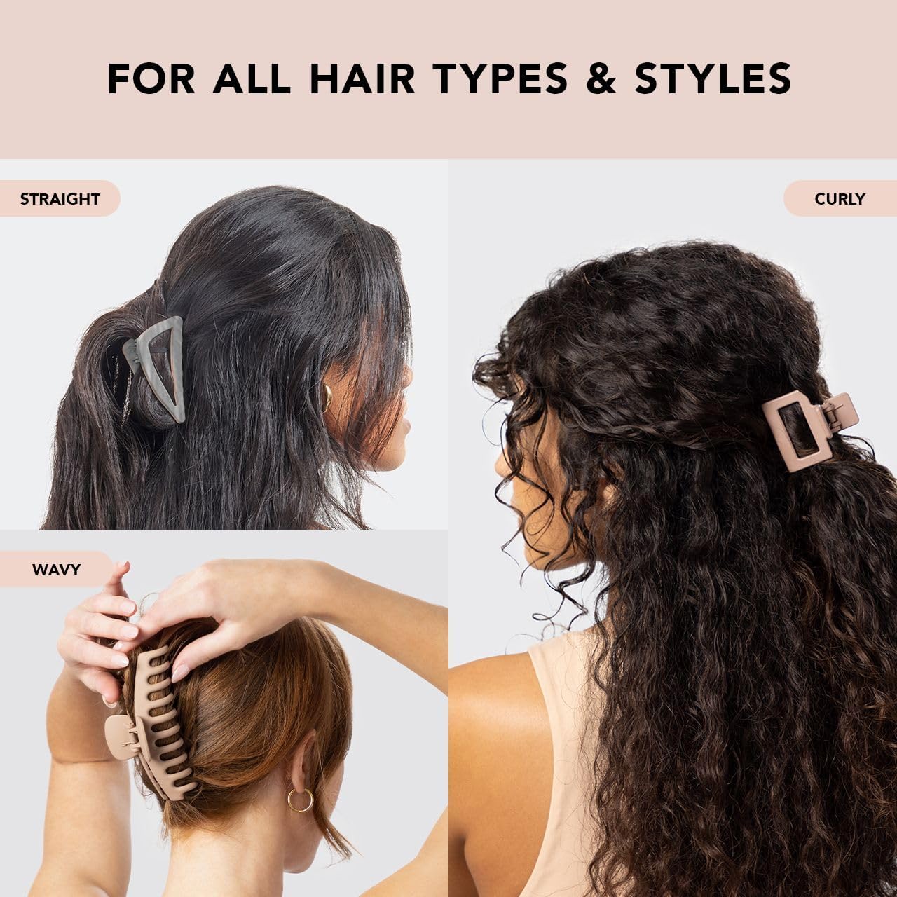 Detalle 2 de Kitsch Set di Fermagli per Capelli Assortiti da Donna – Trio di Clip in Forme e Dimensioni Differenti, 3 Pezzi