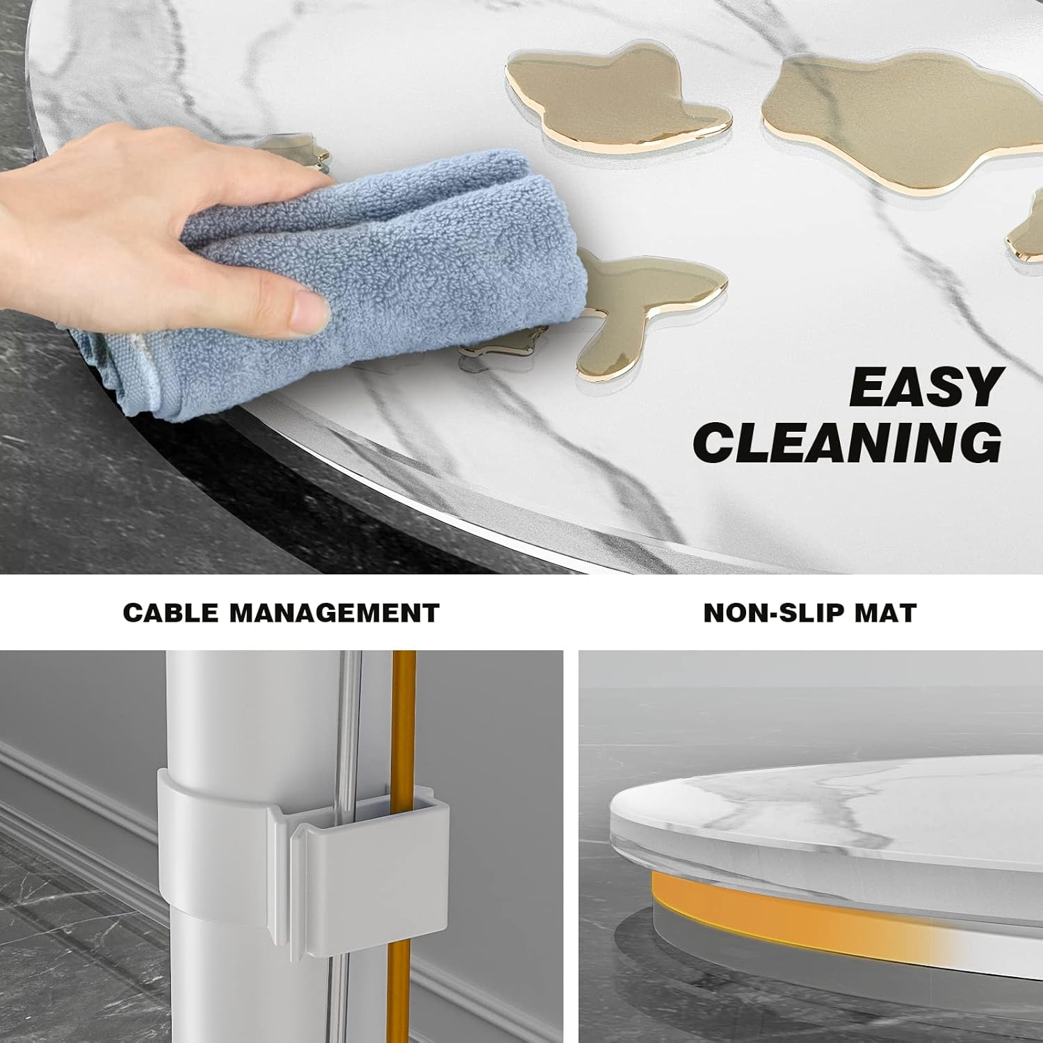 Thumbnail 4 de Rfiver RFIVER Support TV au sol pivotant pour écrans plats 32 à 65 pouces, hauteur réglable