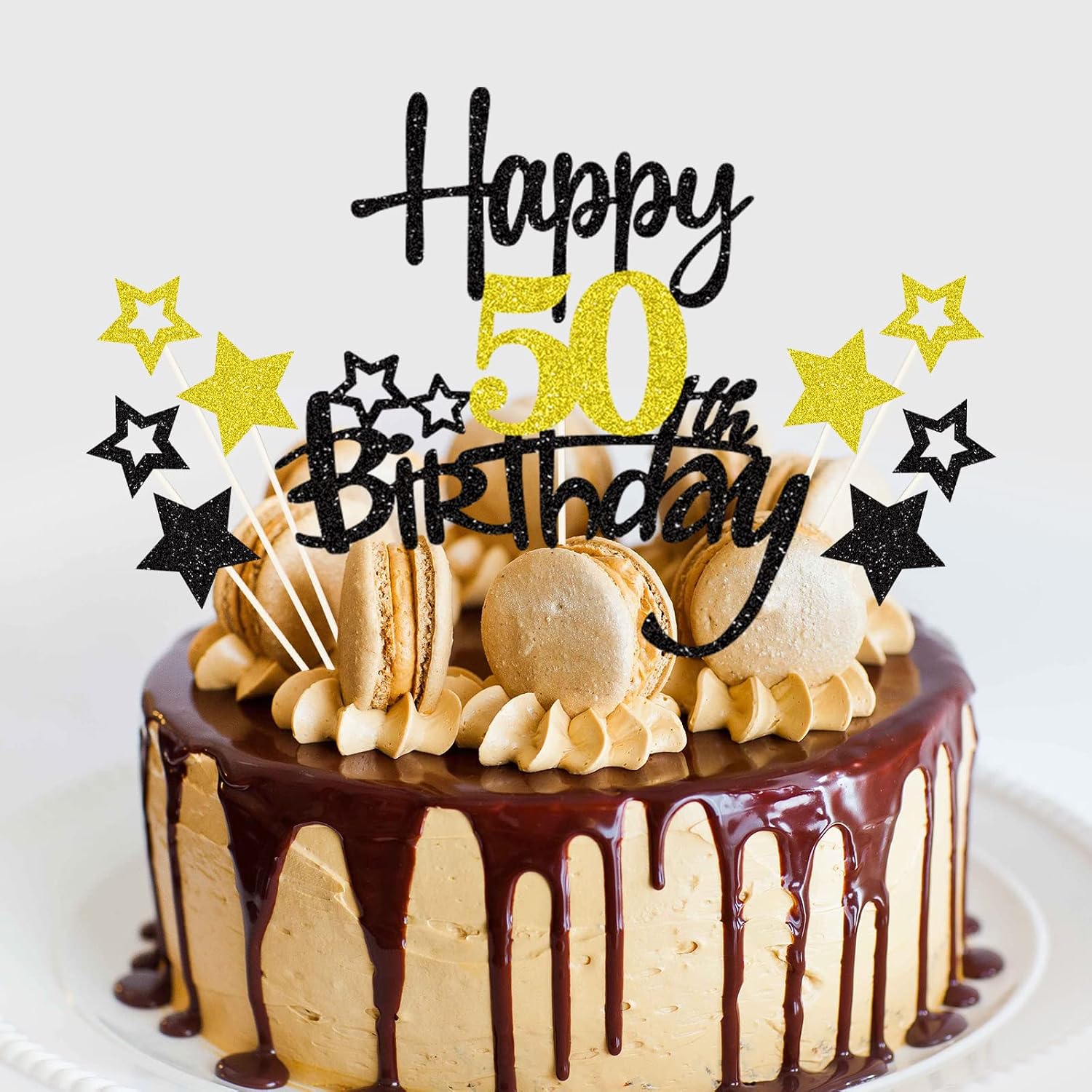 Detalle de palasasa 50 Geburtstag Tortendeko – Happy 50 Birthday Cake Topper Set