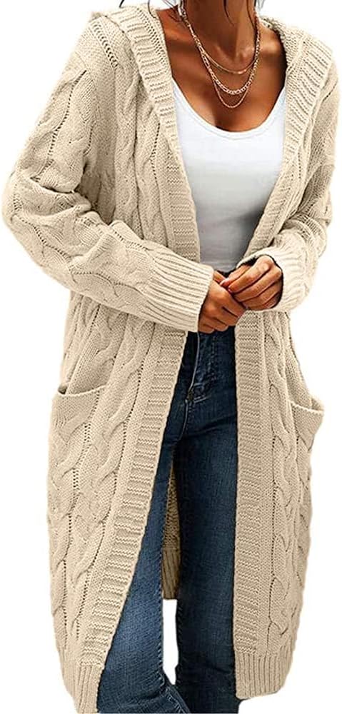 Thumbnail 6 de GeGekoko Strickjacke Damen mit Kapuze – Grobstrickcardigan mit Taschen, lose Passform