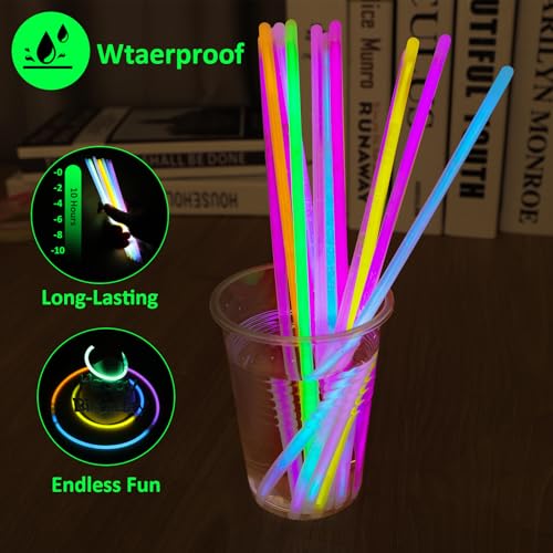 Detalle de UooEA Bastoncini Luminosi Fluo 100 Pezzi – Braccialetti e Connettori per feste notturne, carnevale e regali di compleanno
