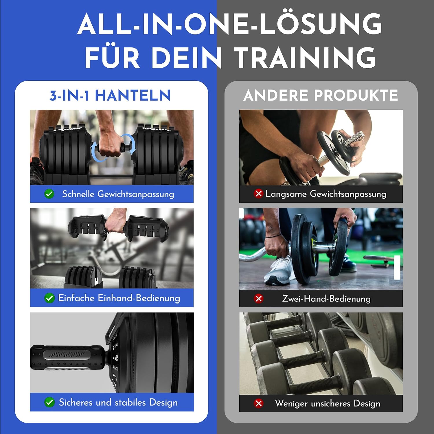 Detalle de NEOLYMP Kurzhantel verstellbar 2–40 kg 🏋