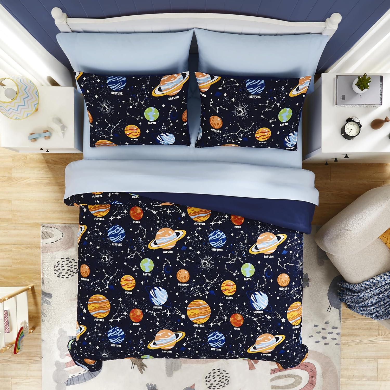 Thumbnail 1 de Full Kids Comforter Set - Glow-in-the-Dark Space 7-Piece Bedding for Boys