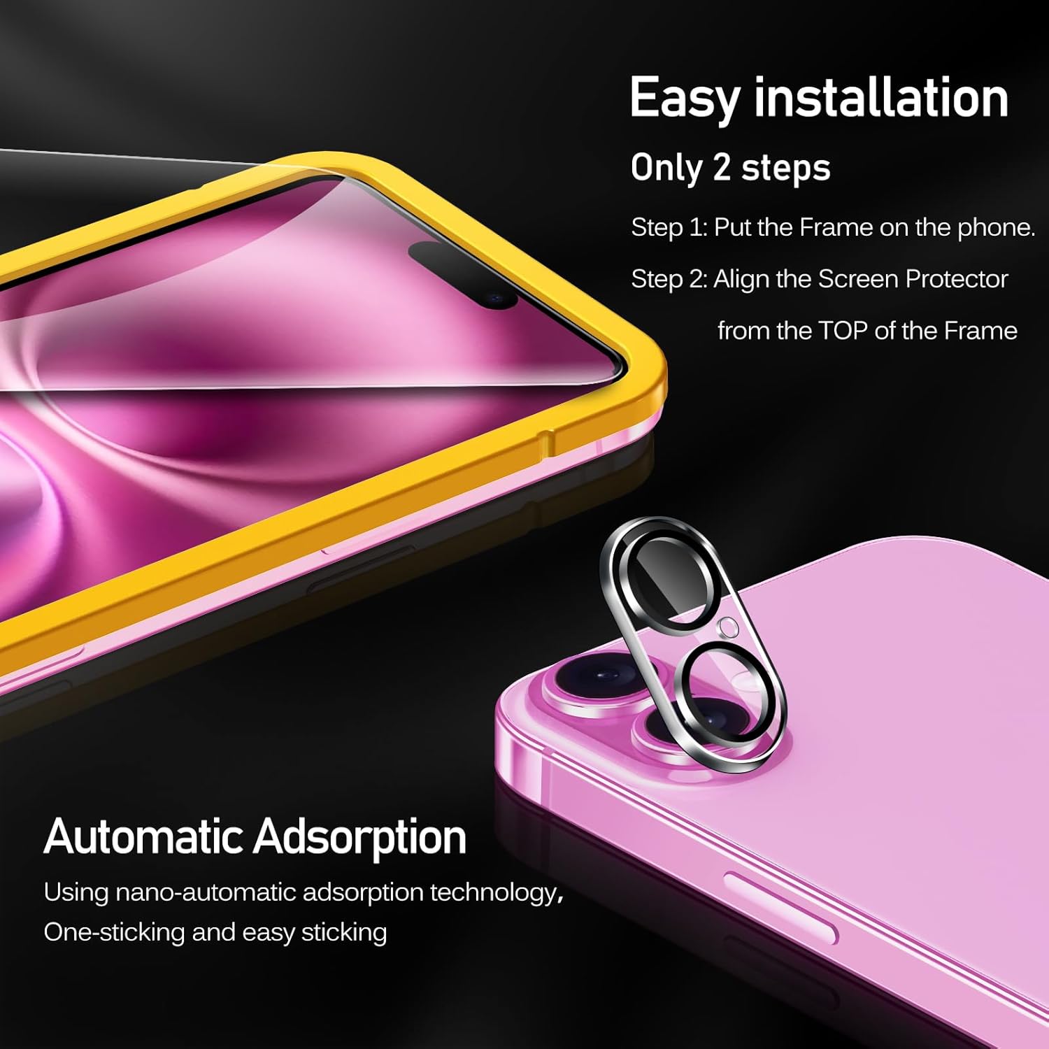 Thumbnail 5 de ivoler Alignment Aid Screen Protector for iPhone 16 – 3 Tempered Glass Films & 3 Camera Lens Protectors