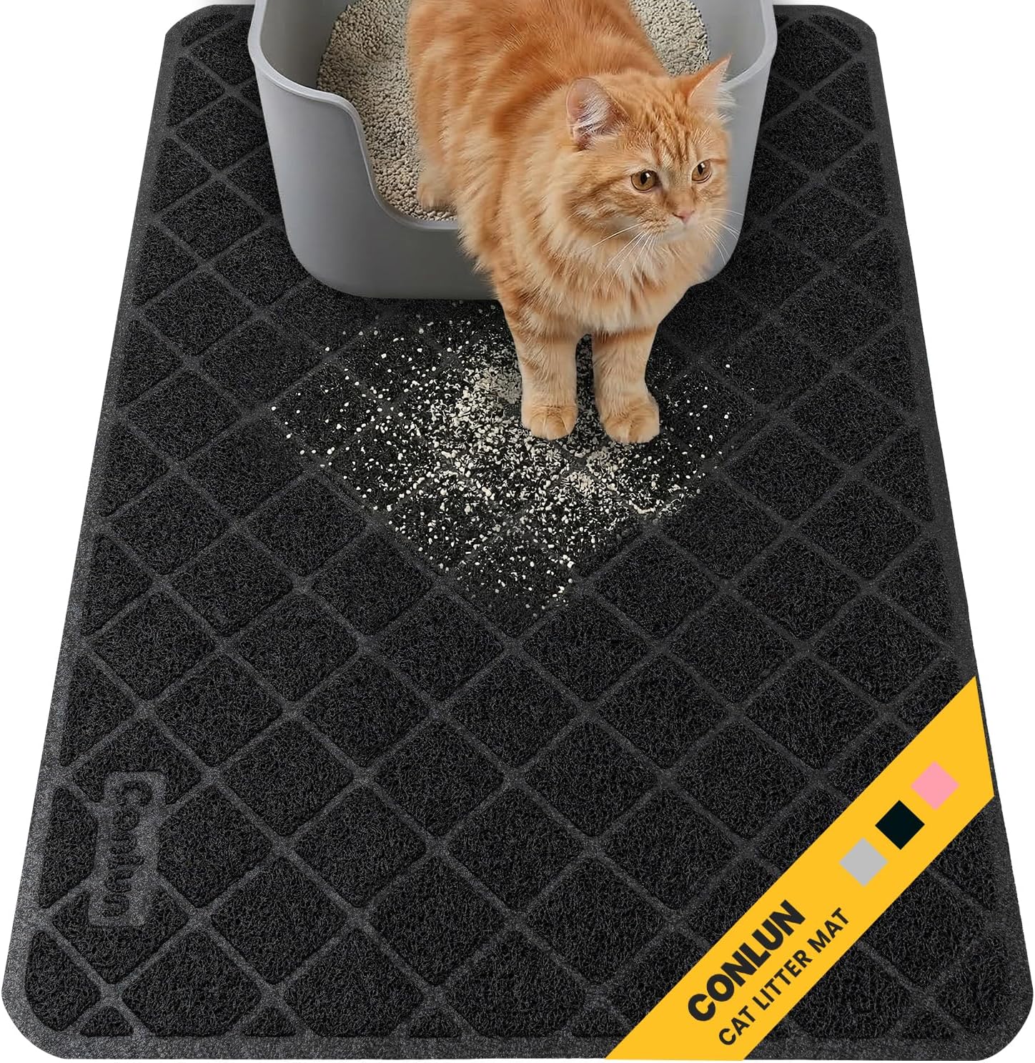 Conlun Cat Litter Mat Litter Trapping Mat — 61 x 43 cm, Premium PVC Grid Mesh, Waterproof and Easy to Clean