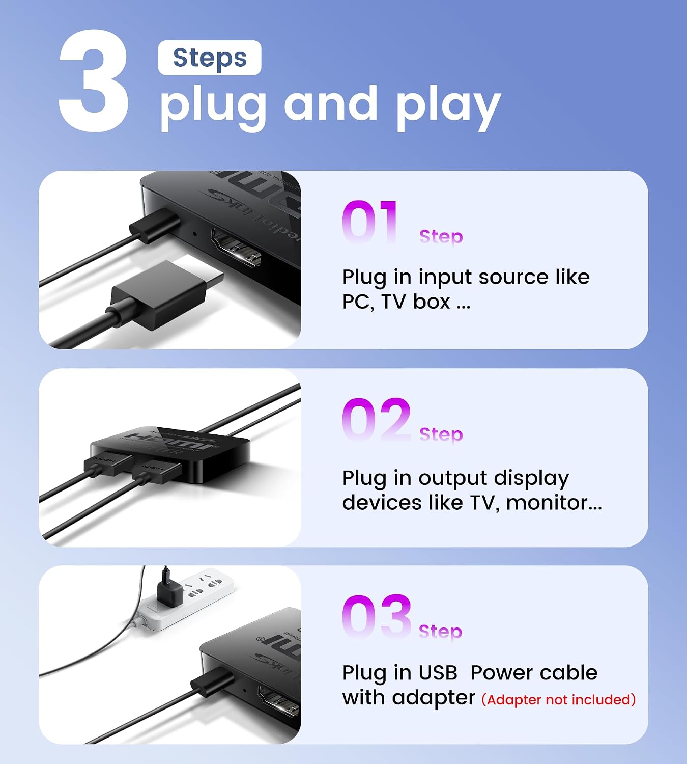 Thumbnail 5 de Avedio Links HDMI Splitter 1 in 2 Out (4K, 3D, Audio & Video parallel) – nur Spiegelbetrieb, nicht für Extended Mode