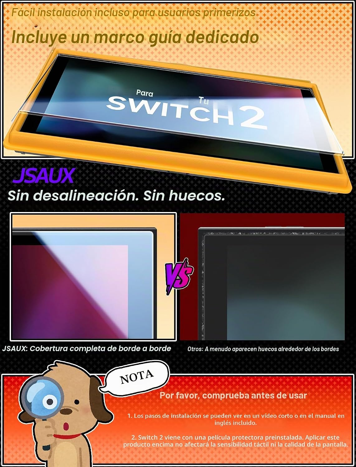 Detalle de JSAUX Switch 2 protector 0,3 mm