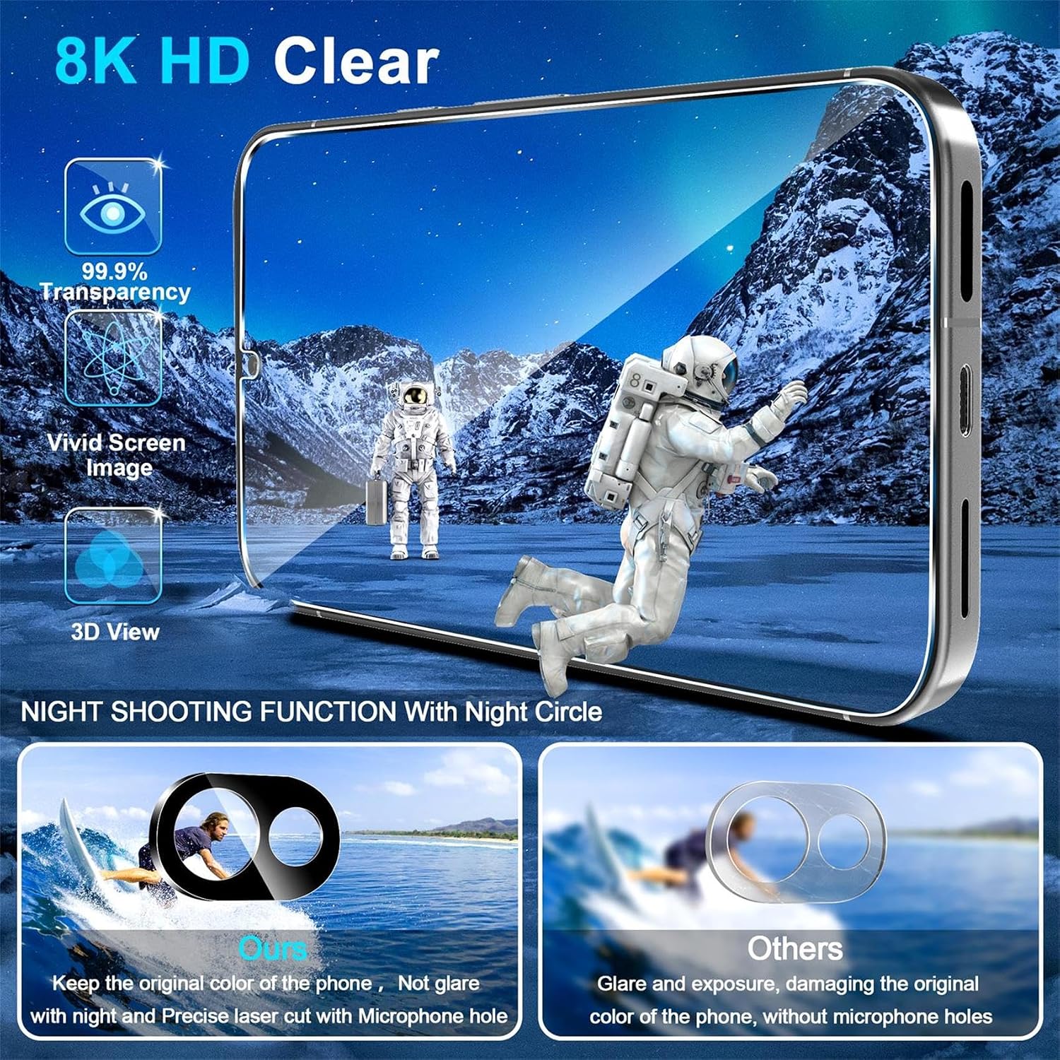 Detalle de letosan Pixel 10a Screen Protector Kit, 9H Tempered Glass, 3 Screen and 2 Camera Protectors