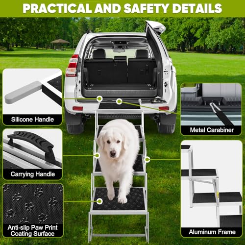 Detalle de Extra Wide Dog Stairs Foldable Ramp 200 lbs