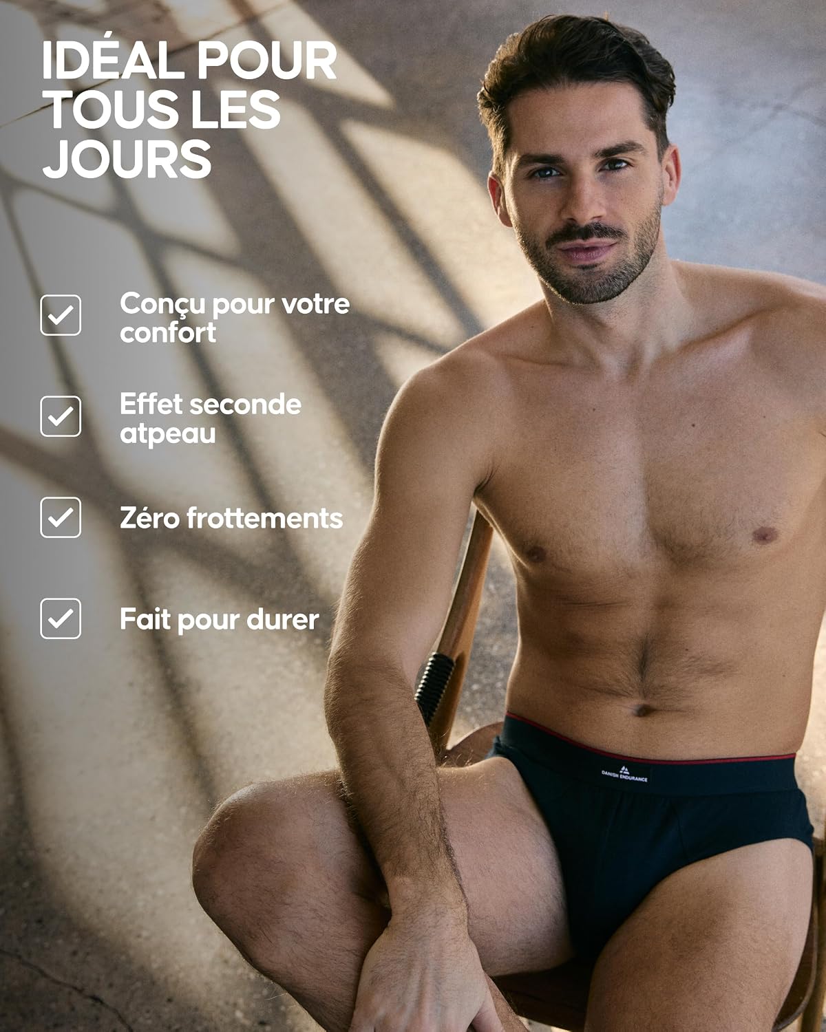 Detalle de DANISH ENDURANCE Slips en coton stretch (lot de 3) pour homme – ultra doux, respirants