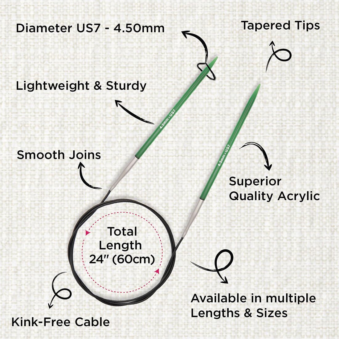 Detalle de KnitPro okrągłe druty na żyłce 4,50 mm, 60 cm, wielokolorowe