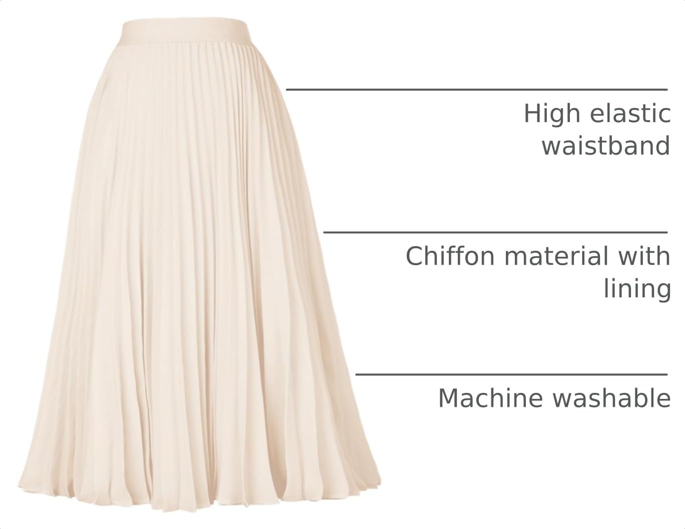 Detalle 2 de GRACE KARIN Pleated Midi Skirt in Chiffon