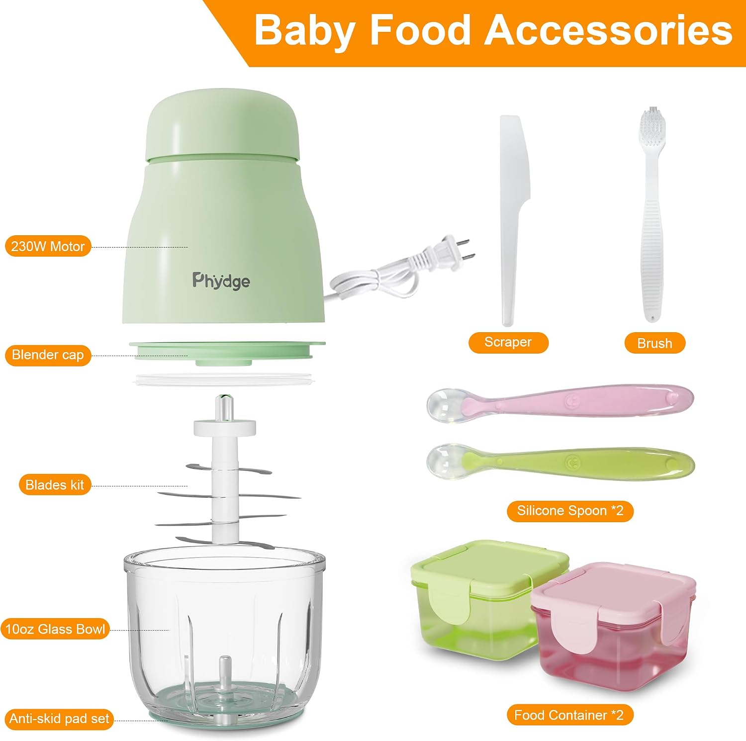 Thumbnail 5 de Phydge YM-5001 Baby Food Maker, 10 oz Glass Bowl, 230W Motor
