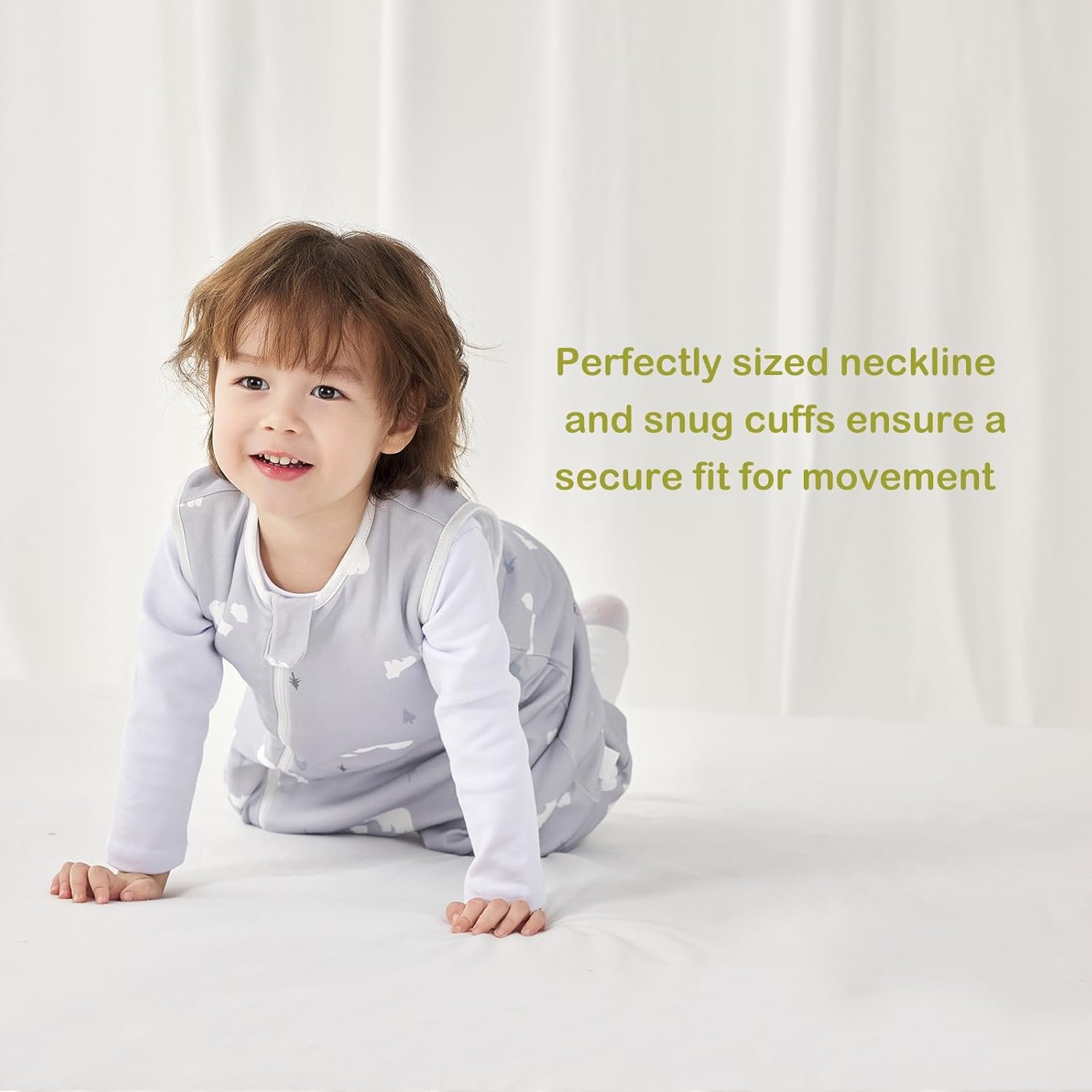 Detalle de Nivolltha 100% Cotton Soft Baby Sleeping Bag with Feet (1.5 TOG) – Size S