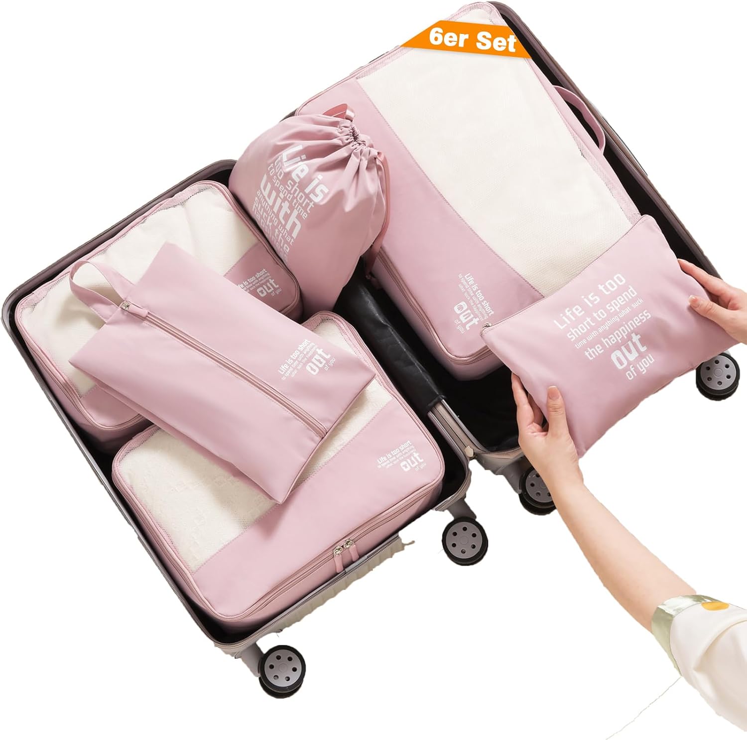 Detalle de MURISE Packing Cubes (8 ou 6 pièces) – Organisateur de valise en tissu imperméable