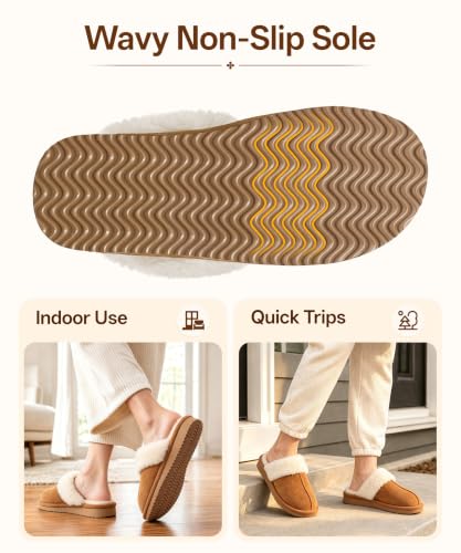 Thumbnail 4 de Litfun Women Winter Fuzzy Foam Slippers Indoor Outdoor, Chestnut 4