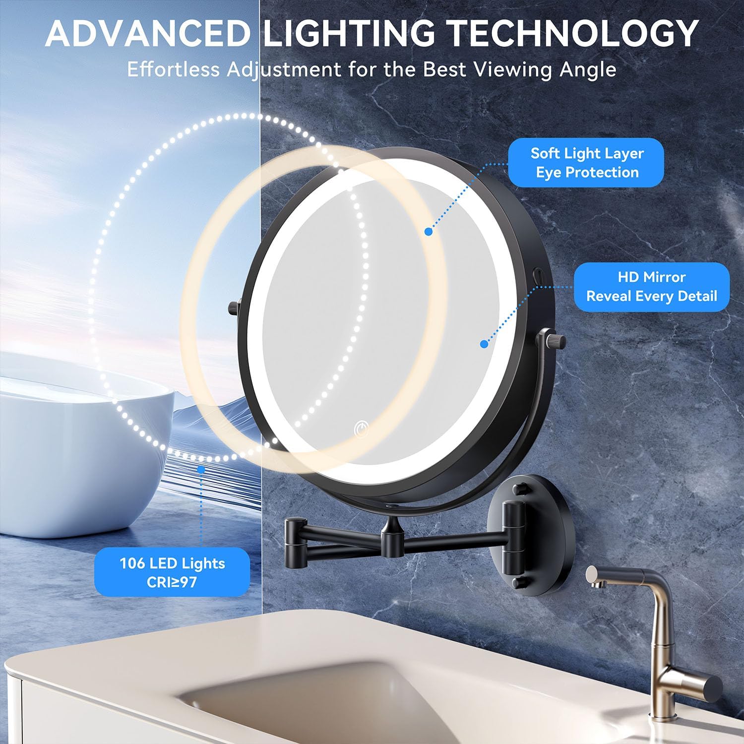 Thumbnail 6 de Auxmir 10-Inch Wall Mounted Lighted Makeup Mirror with 30X/1X Magnification