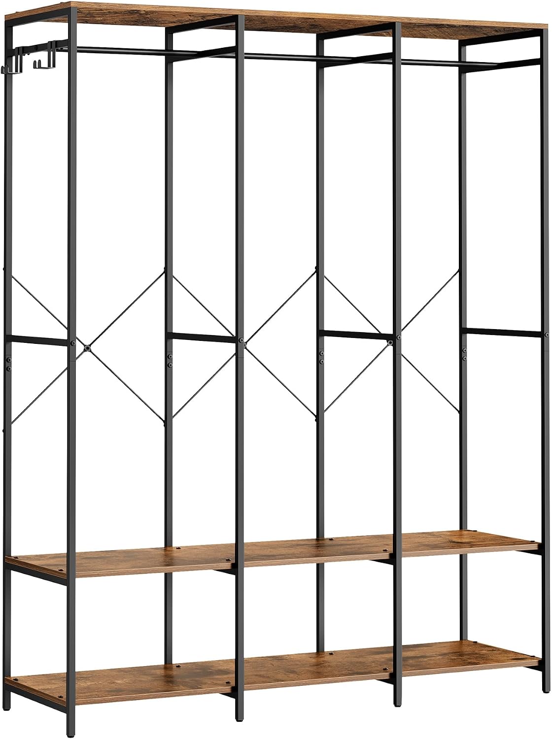Detalle de SONGMICS RGR005B01 Clothes Rail with Shelves, 141 x 40 x 180 cm