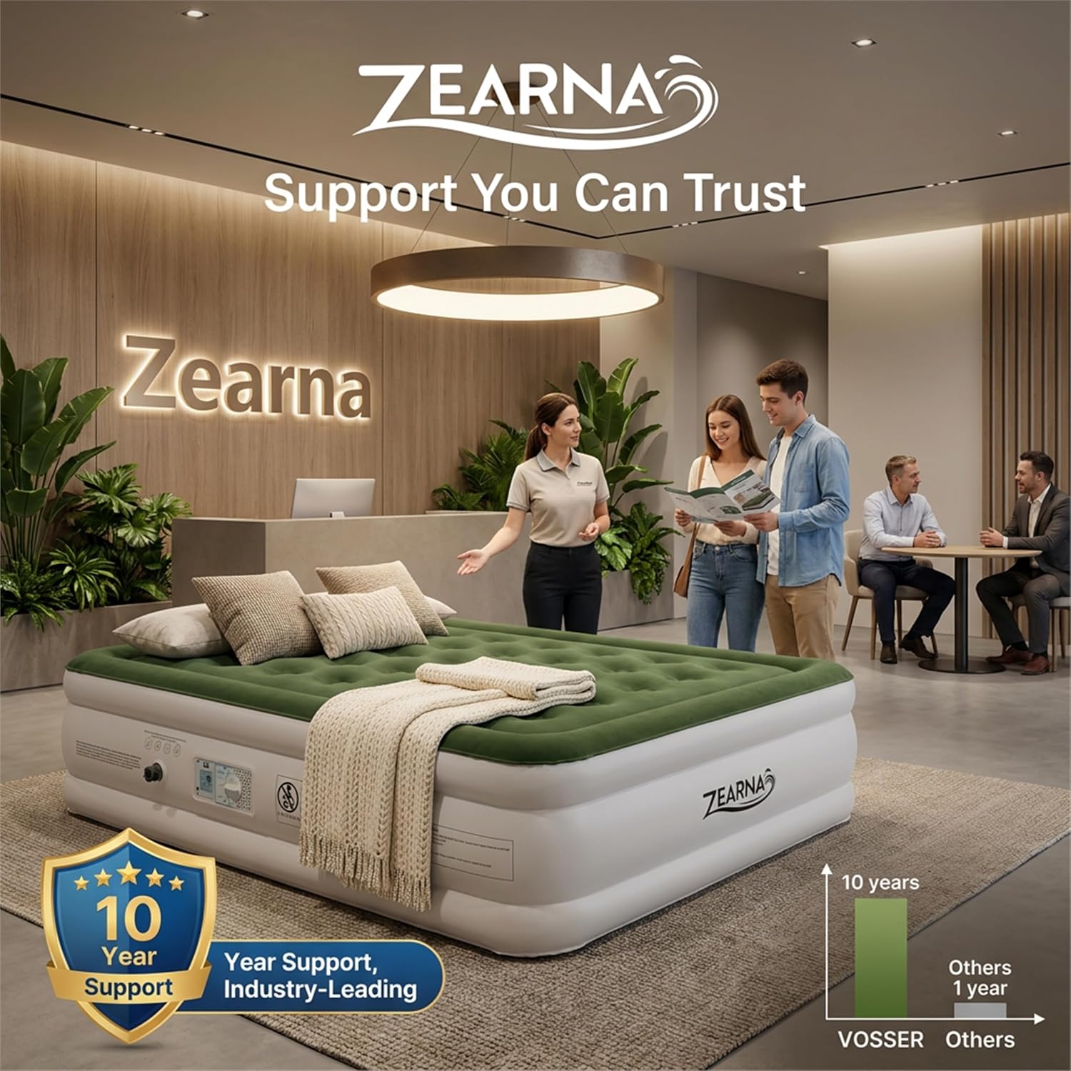 Thumbnail 6 de Zearna Queen with Built in Pump Air Mattress, 13-Inch, Double-Chamber Pump