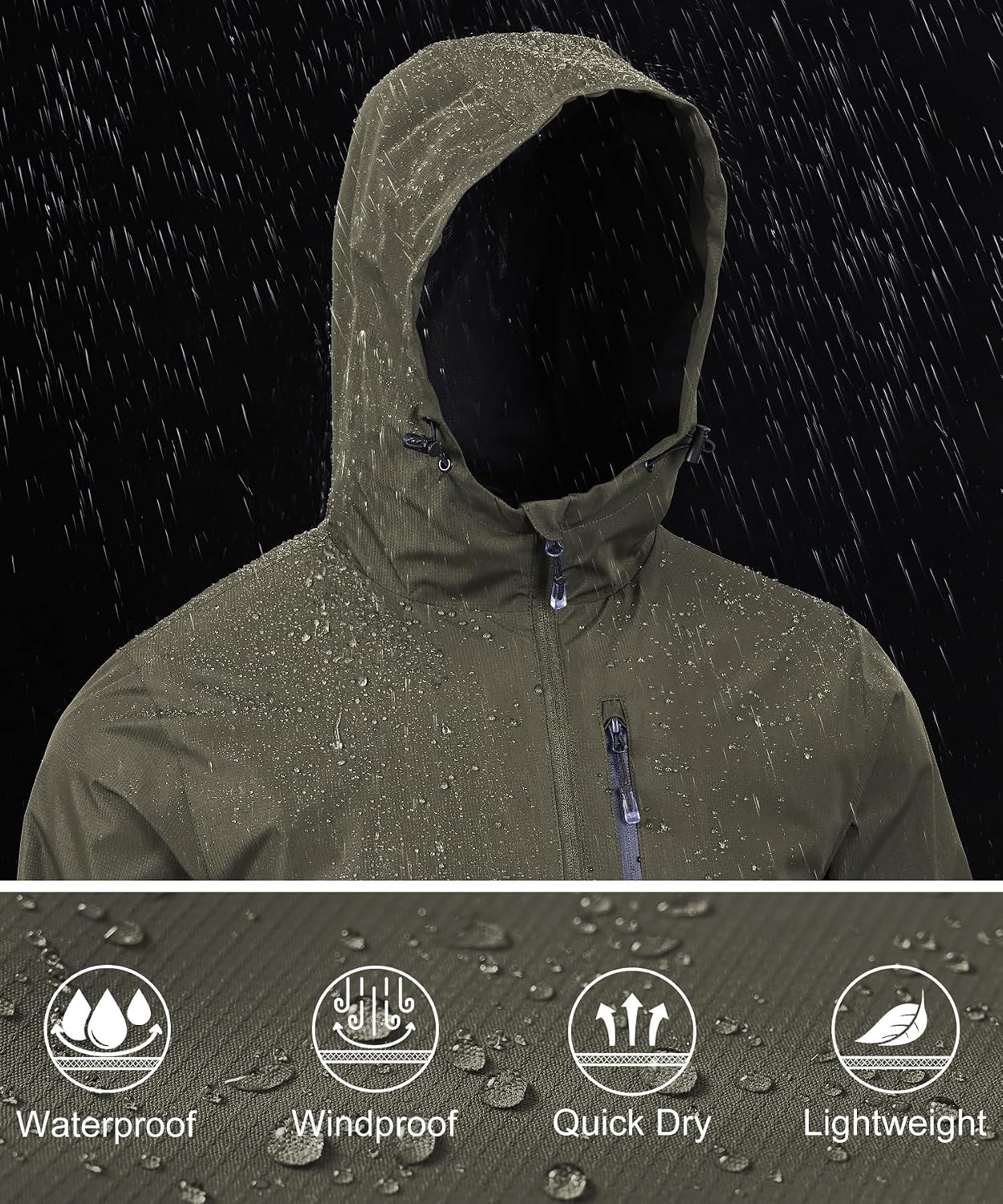 Detalle de Huayuzh Waterproof Rain Jacket for Men