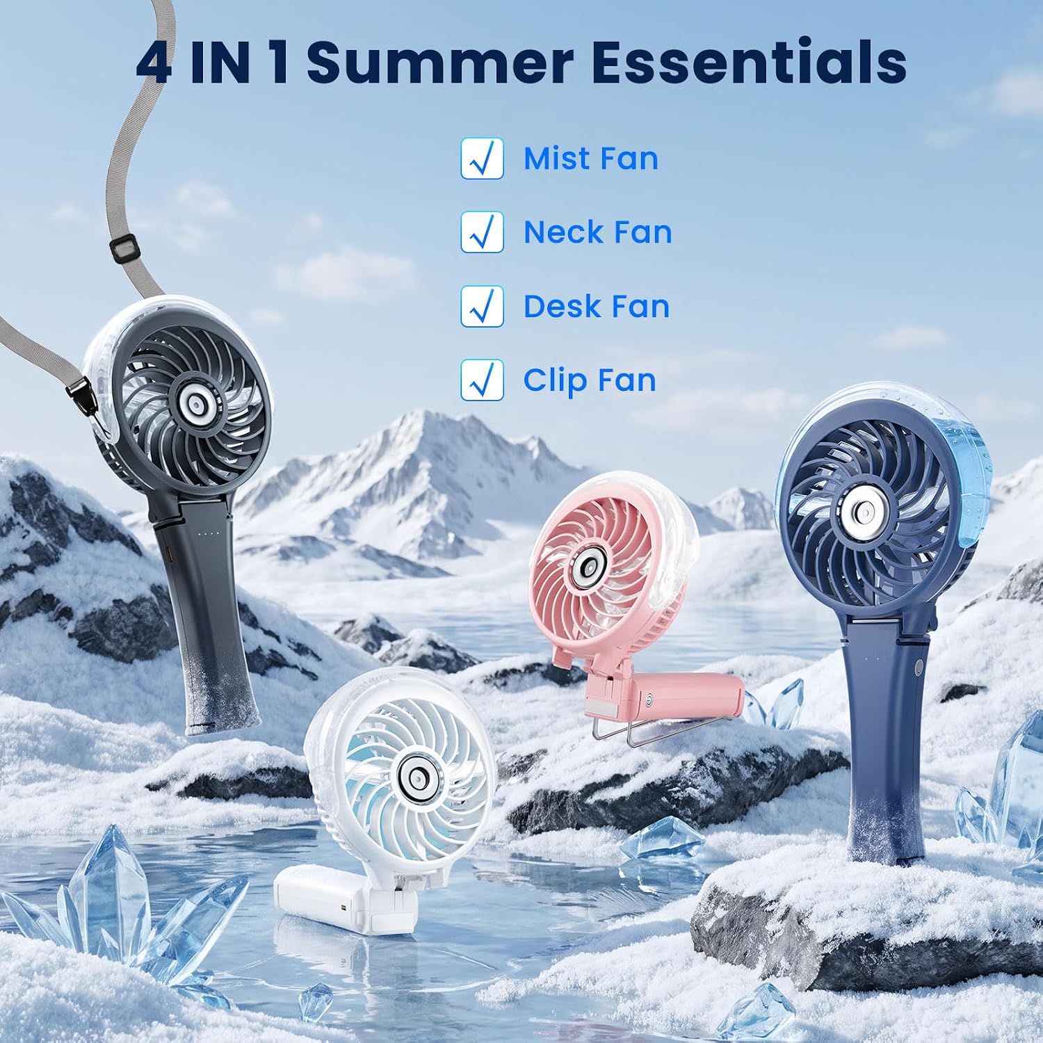 Thumbnail 4 de HandFan Upgraded Portable Handheld Misting Fan with Rechargeable Battery (Royal Blue)