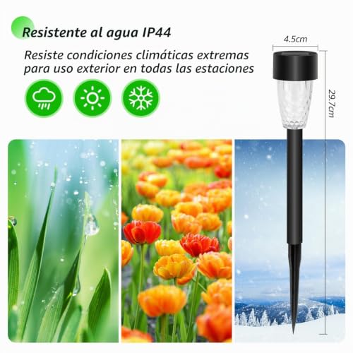 Detalle de Aigostar 24 LEDs Luz Solar Exterior para Jardín: iluminación LED solar de césped con patrones