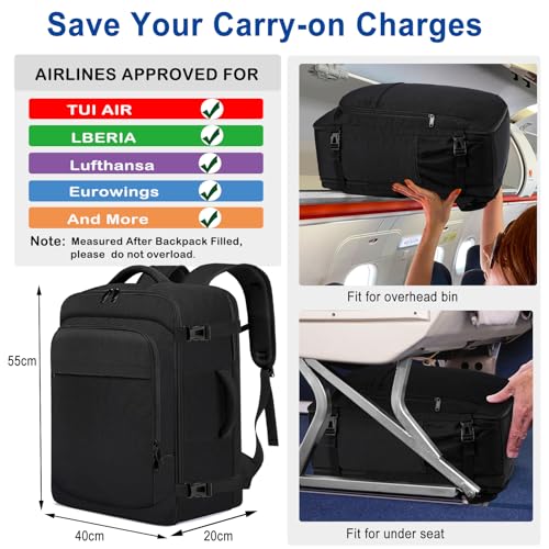 Thumbnail 1 de ENZOSUM Mochila de cabina para avión 55x40x20 cm (44 L) con compartimento para portátil de 17.3”