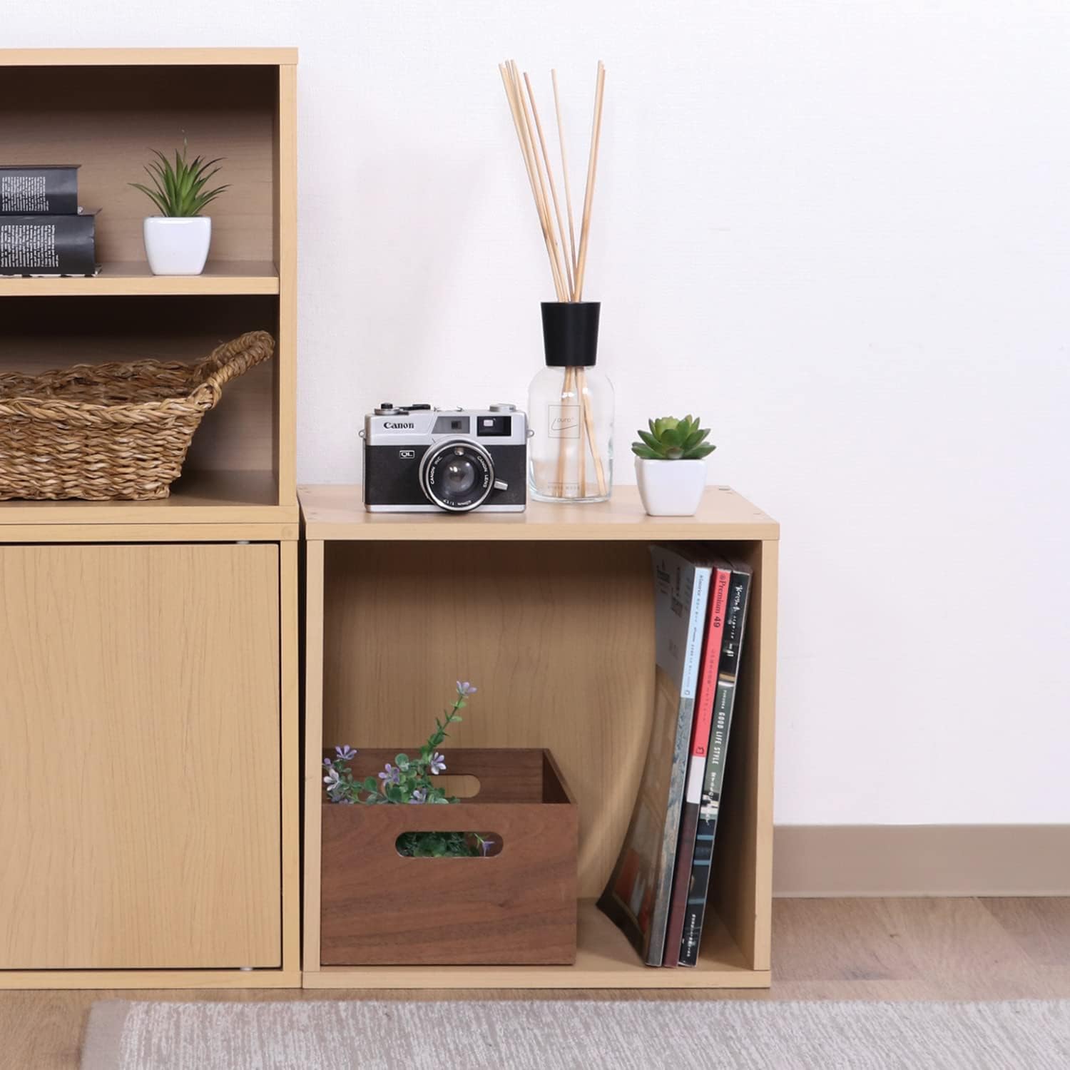 Detalle de 不二貿易 81899 キューブボックス オープンラック ナチュラル 幅34.5×奥行29.5×高さ34.5cm