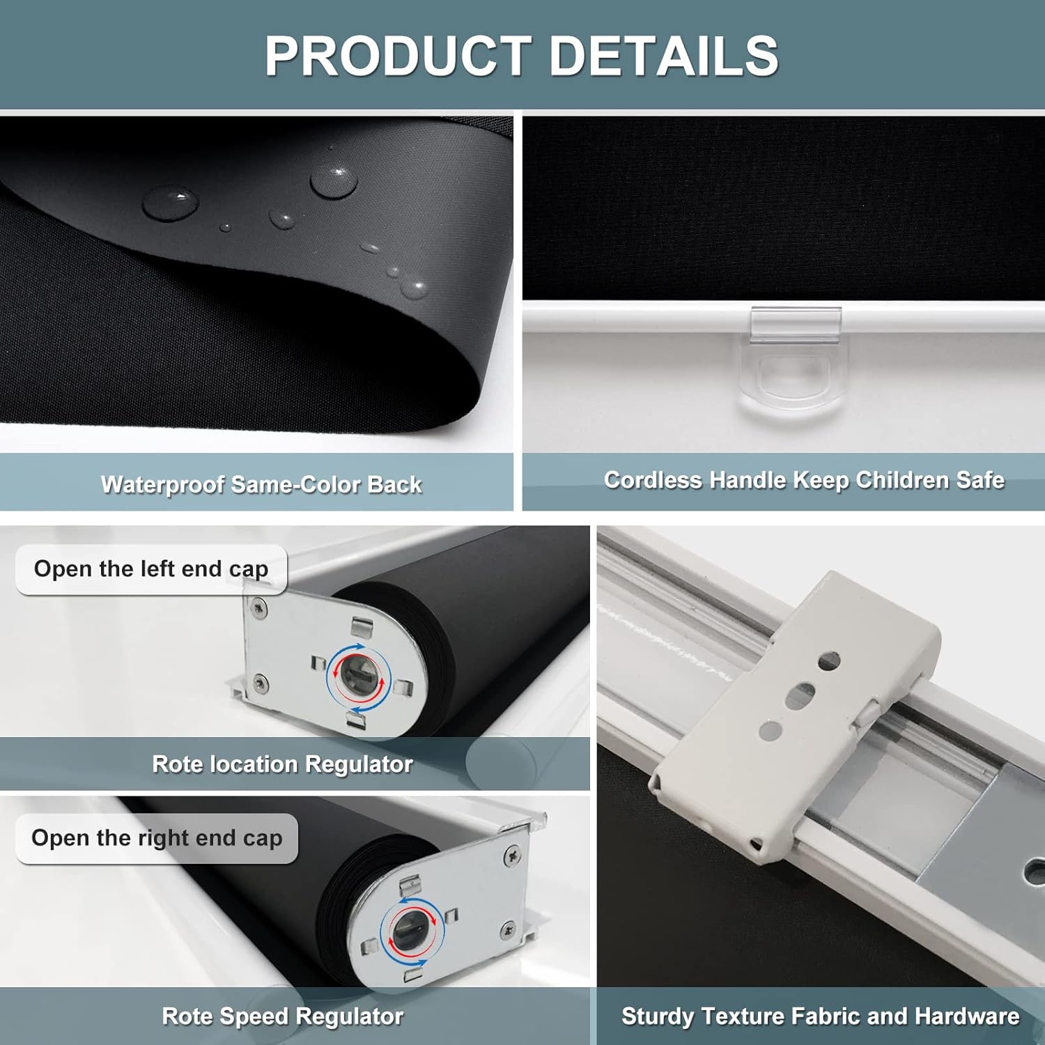 Thumbnail 6 de AOSKY Cordless Roller Shades Blackout Blinds (34" W x 72" H) – Safe, Energy-Saving Window Coverings for Home and Office