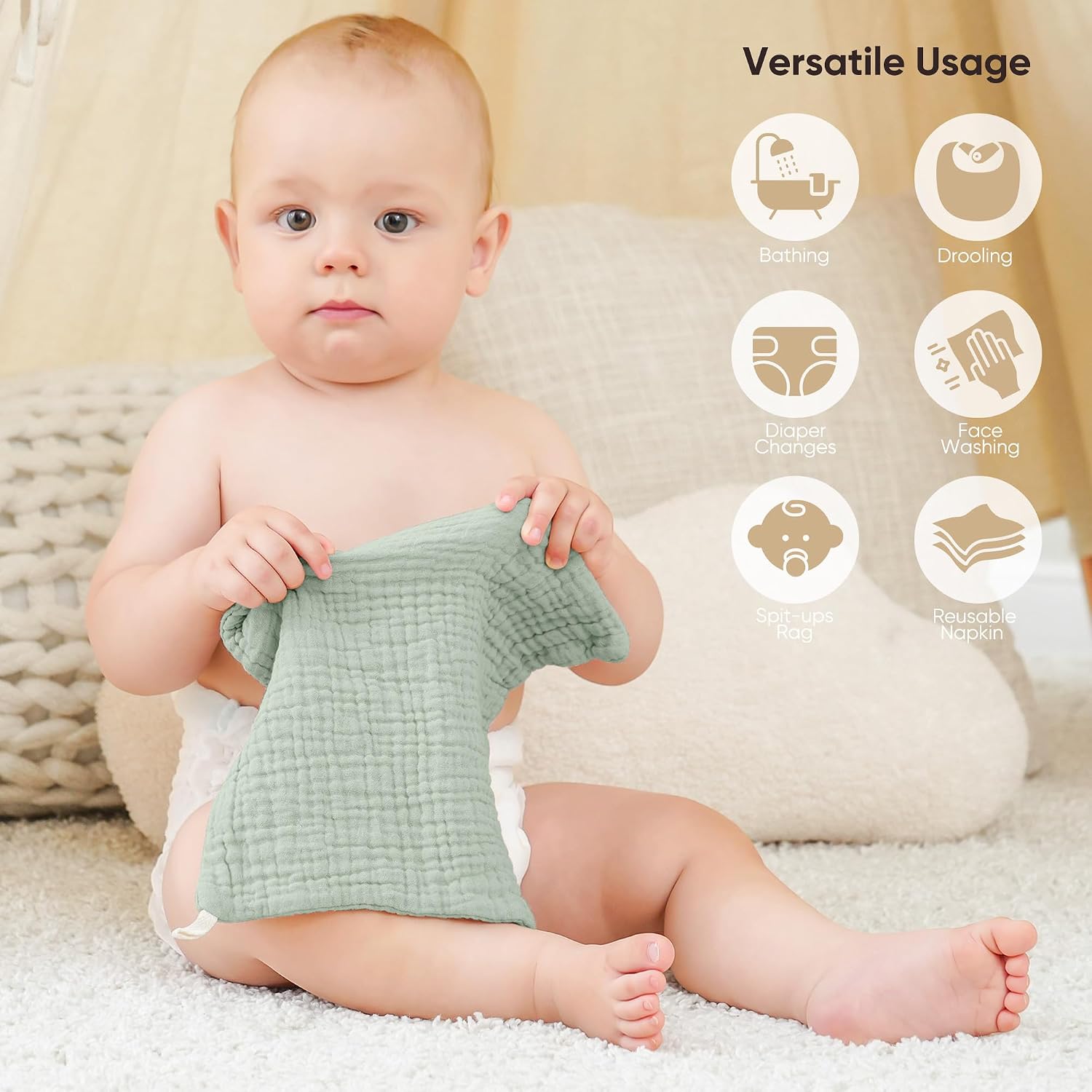 Thumbnail 1 de bearmoss Muslin Squares 25x25 cm 100% cotton burp cloths