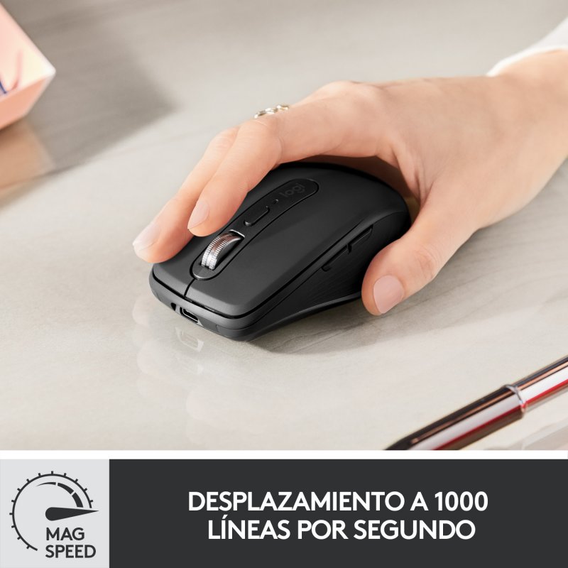 Detalle de Logitech MX Anywhere 3: ratón inalámbrico compacto con seguimiento en cualquier superficie (grafito)