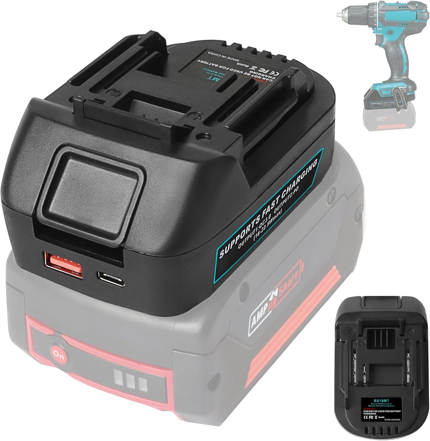 Detalle de Adaptateur batterie USB Powarobor 18 V