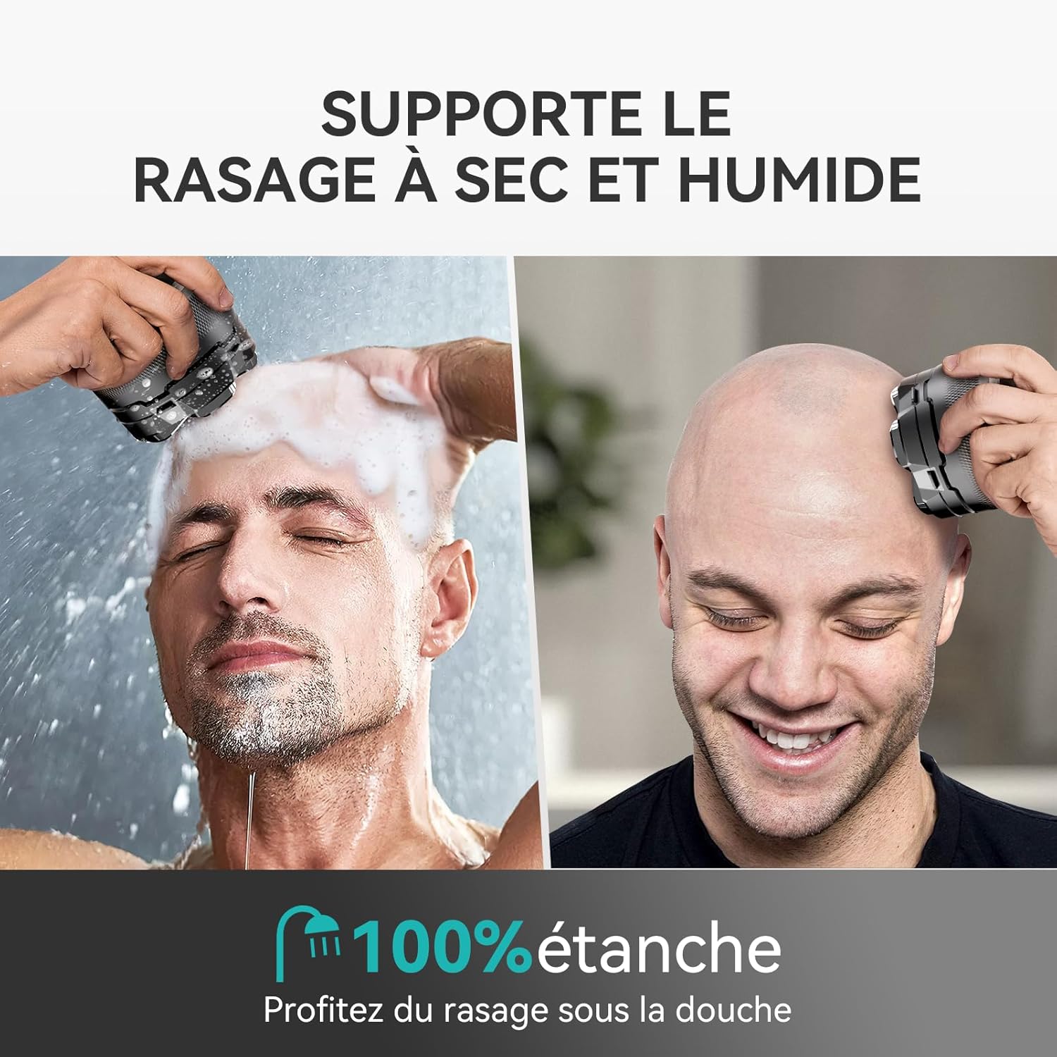 Thumbnail 2 de kensen Rasoir Tête Chauve Homme 6D — rasoir électrique Wet & Dry étanche, 160 min d’autonomie