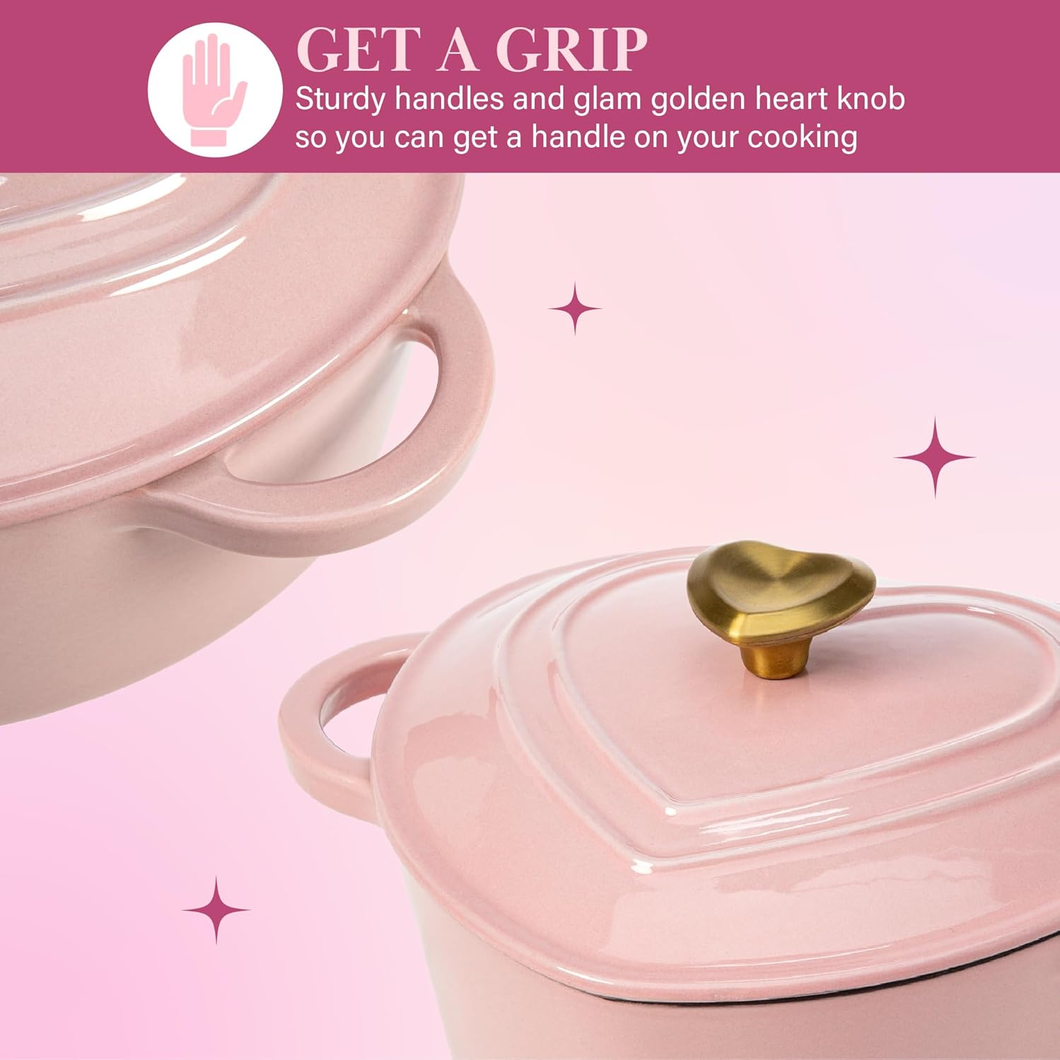 Detalle 2 de Paris Hilton Heart-Shaped Dutch Oven 4-Quart 🍲