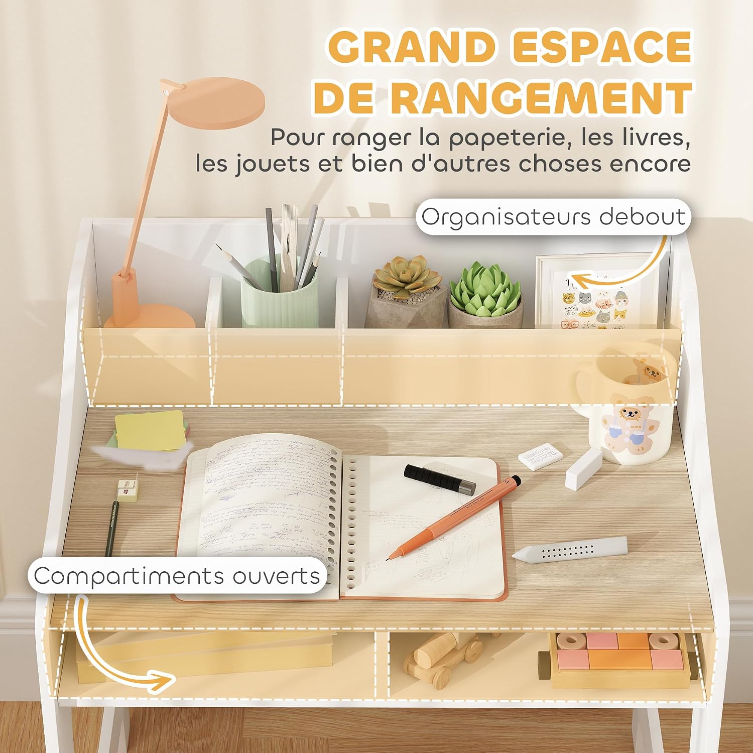 Thumbnail 4 de Ensemble Bureau et Chaise AIYAPLAY pour Enfant 3 à 8 ans – rangement pratique et sécurité