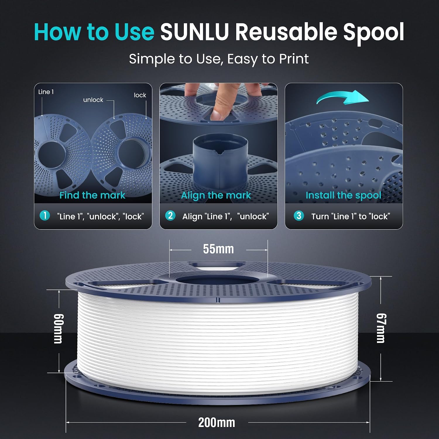 Detalle 2 de SUNLU PLA 10-Pack 1.75mm Filament Bundle