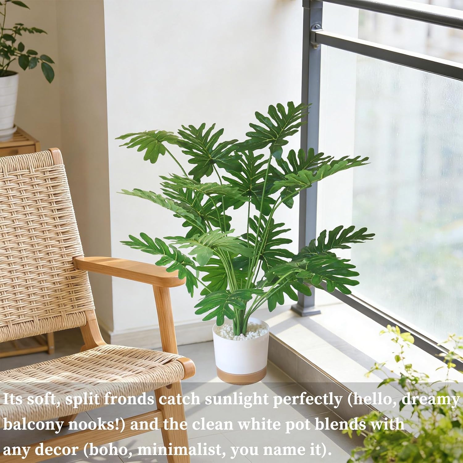 Thumbnail 4 de YXYQR Realistic 60cm Potted Artificial Philodendron Selloum (with pot) for indoor or outdoor decor