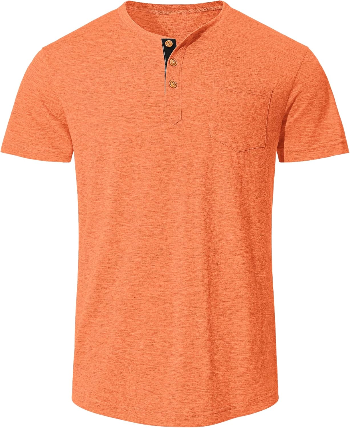Detalle de TARAINYA Henley T-Shirt Homme coton à poche – Manches courtes, Regular Fit