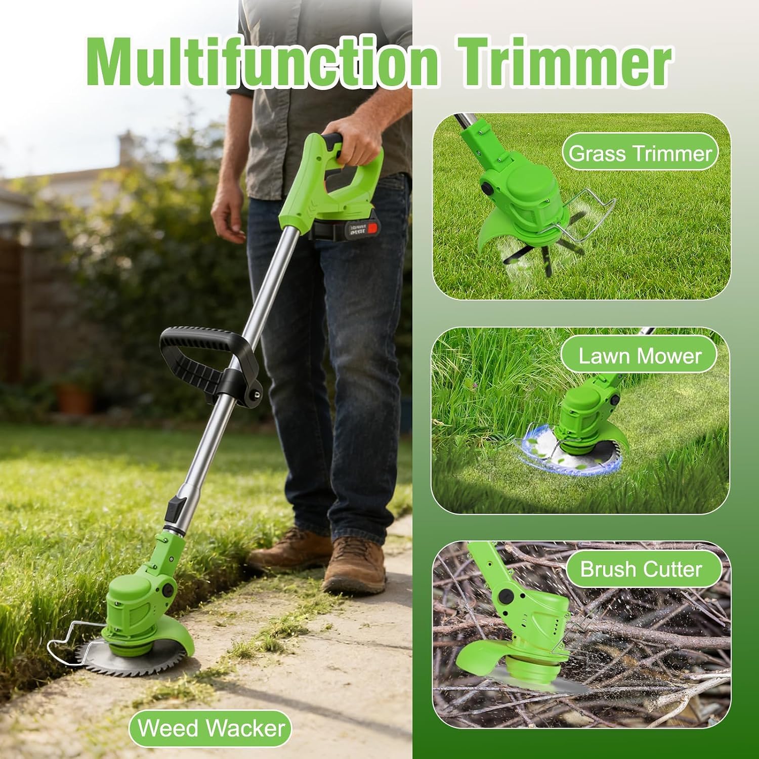 Detalle 1 de RAXONE Cordless Weed Trimmer, 2000mAh