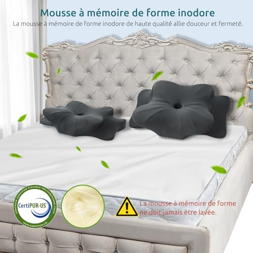 Thumbnail 6 de DONAMA Oreiller Ergonomique Cervical – Mousse mémoire, 2 hauteurs, soutien personnalisé