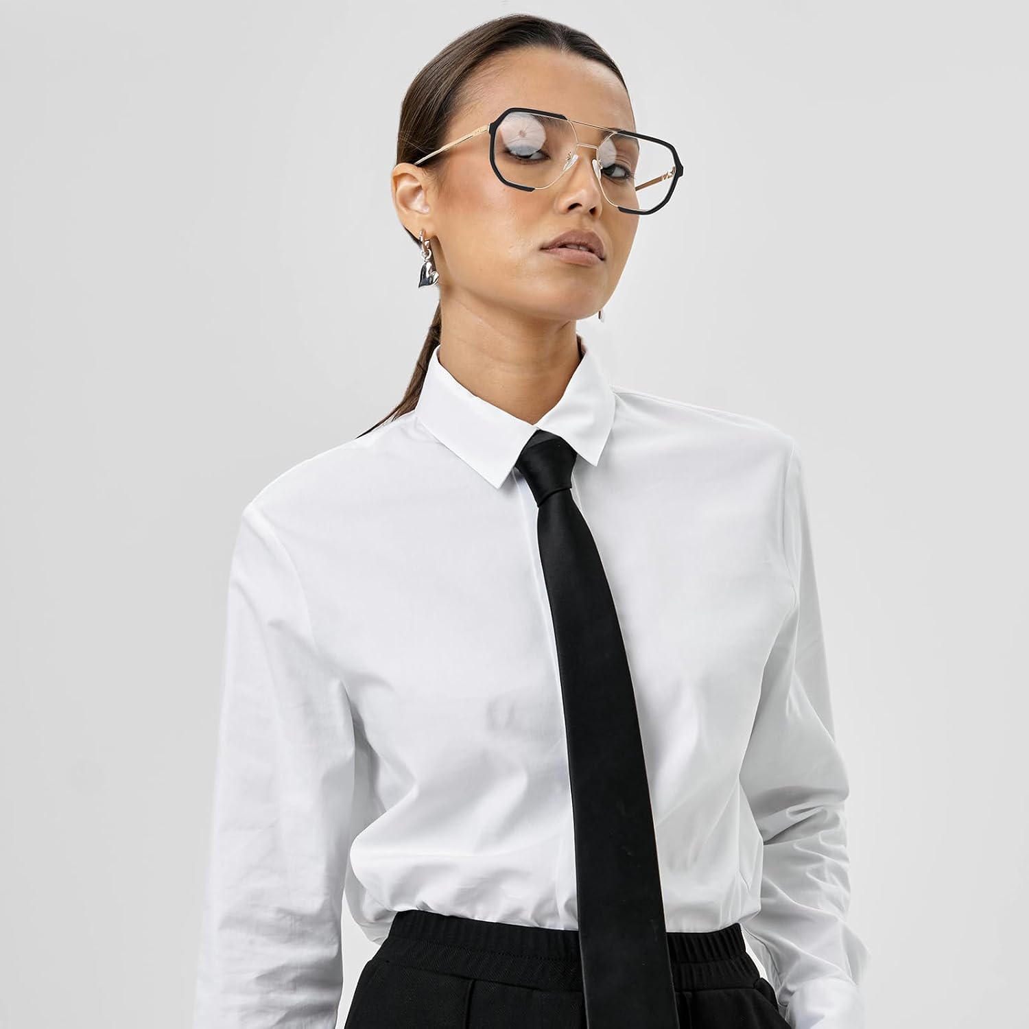 Detalle 2 de LJCZKA Square Blue Light Blocking Glasses with Oversized Pilot Metal Frame