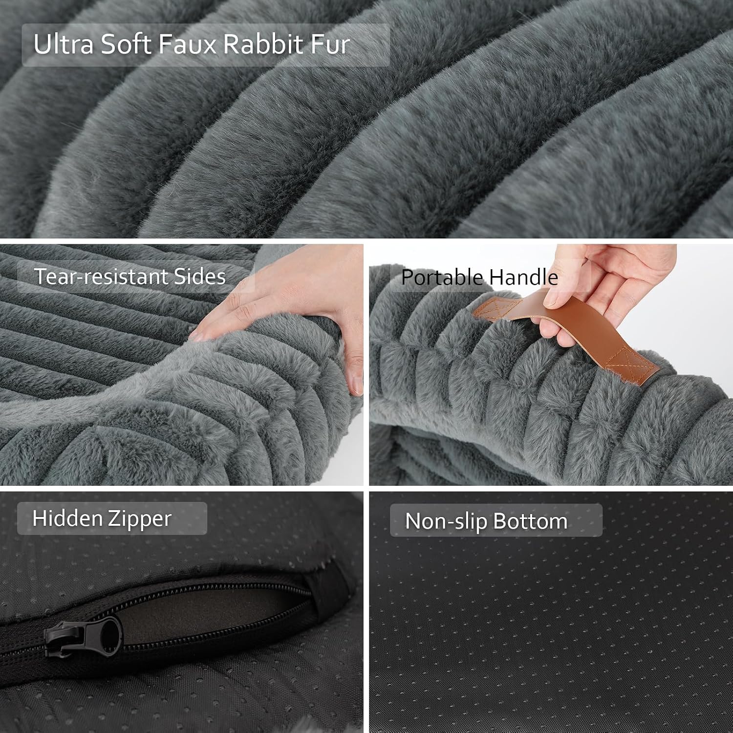 Detalle 2 de KISIMUY D26PB0002 Orthopedic Dog Bed, Memory Foam Bolster, 43 x 31 x 5.5 in