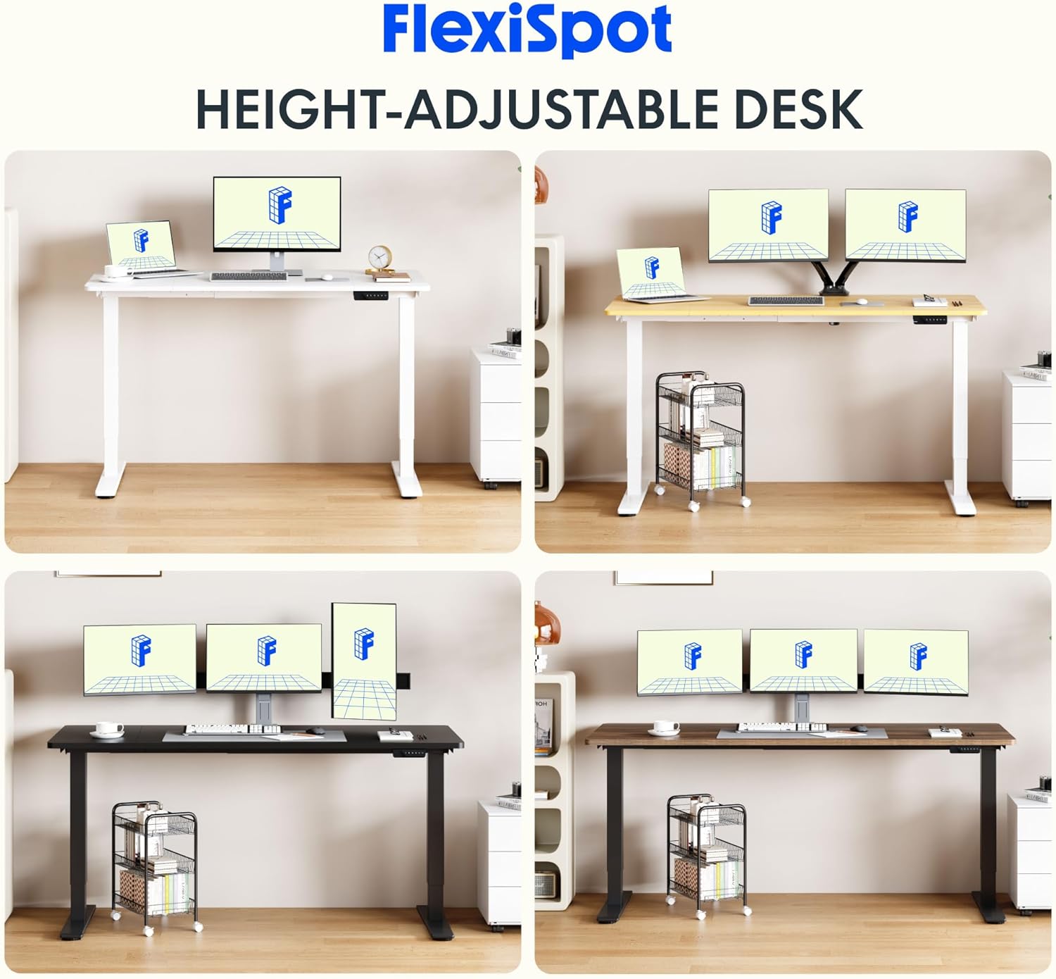 Thumbnail 5 de FlexiSpot Bureau Assis Debout électrique 120x60 cm, 2 moteurs, mémoire (plateau blanc + cadre blanc)