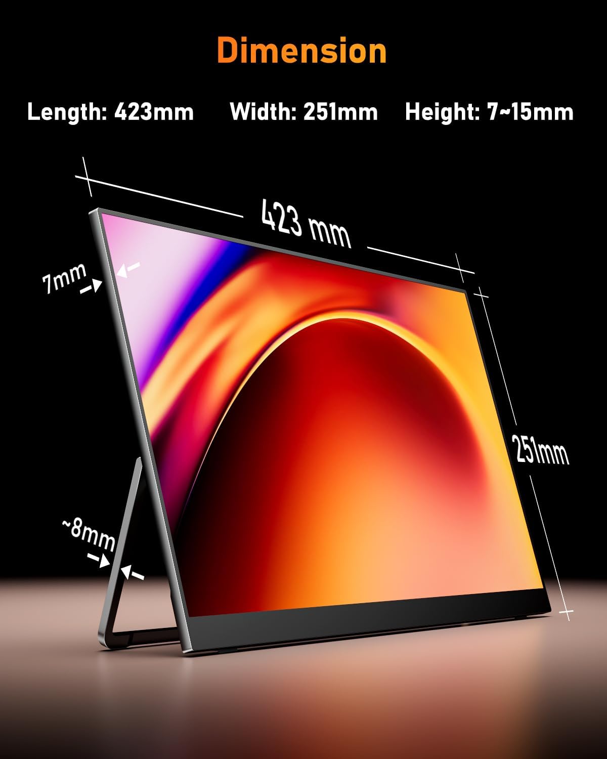 Thumbnail 6 de Yodoit tragbarer Monitor 18,5 Zoll – 100 Hz, FHD IPS, USB-C, HDR, Lautsprecher, kompatibel mit PC, MacBook und Xbox
