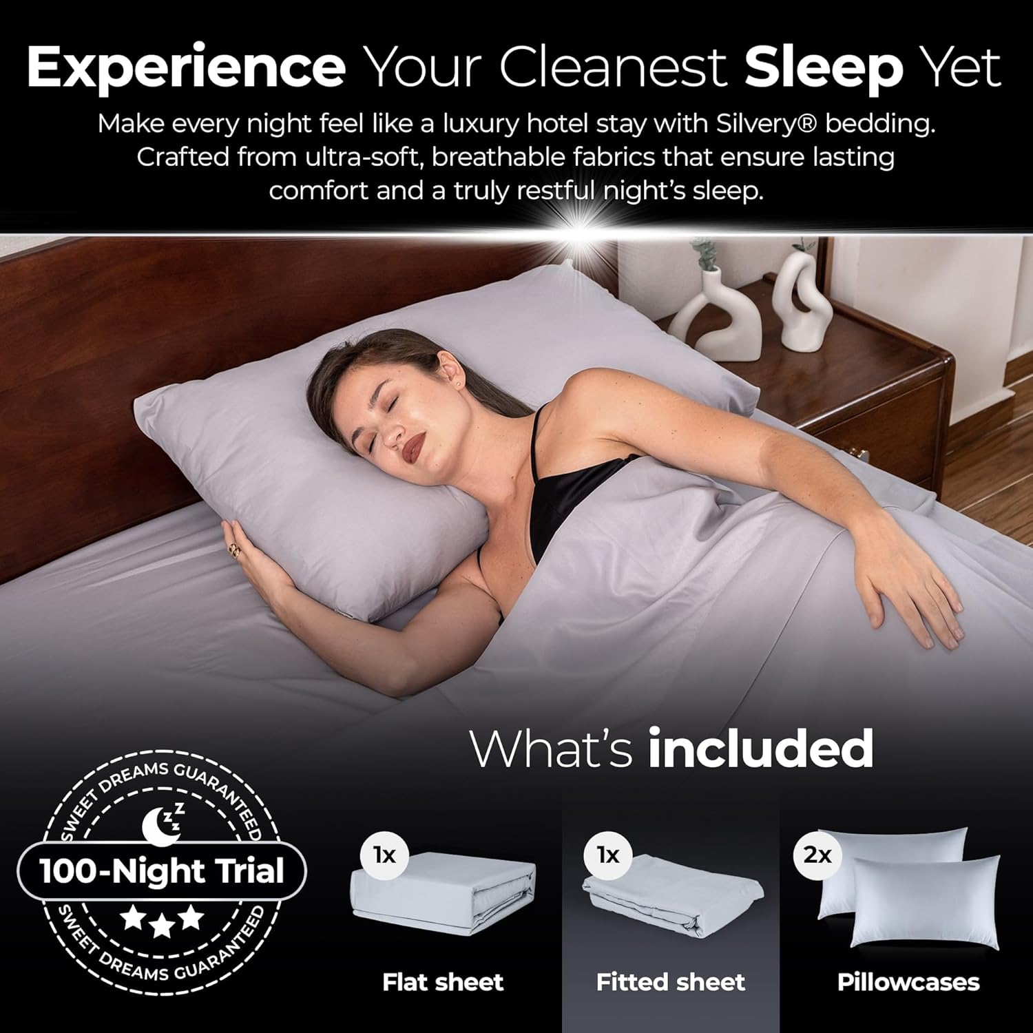Thumbnail 5 de Silvery Silver Infused Bed Sheets Set — Ultra-Soft, Temperature-Regulating with Self-C Cleaning Technology