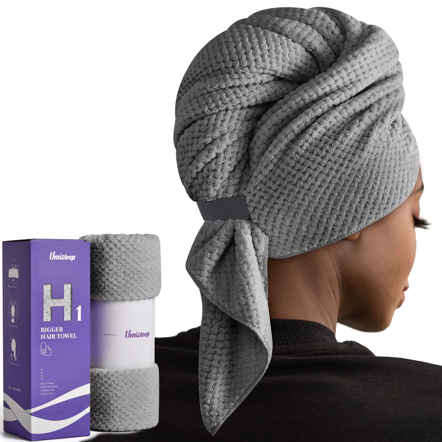 Detalle de Umisleep Extra Large Microfiber Hair Towel 40x30