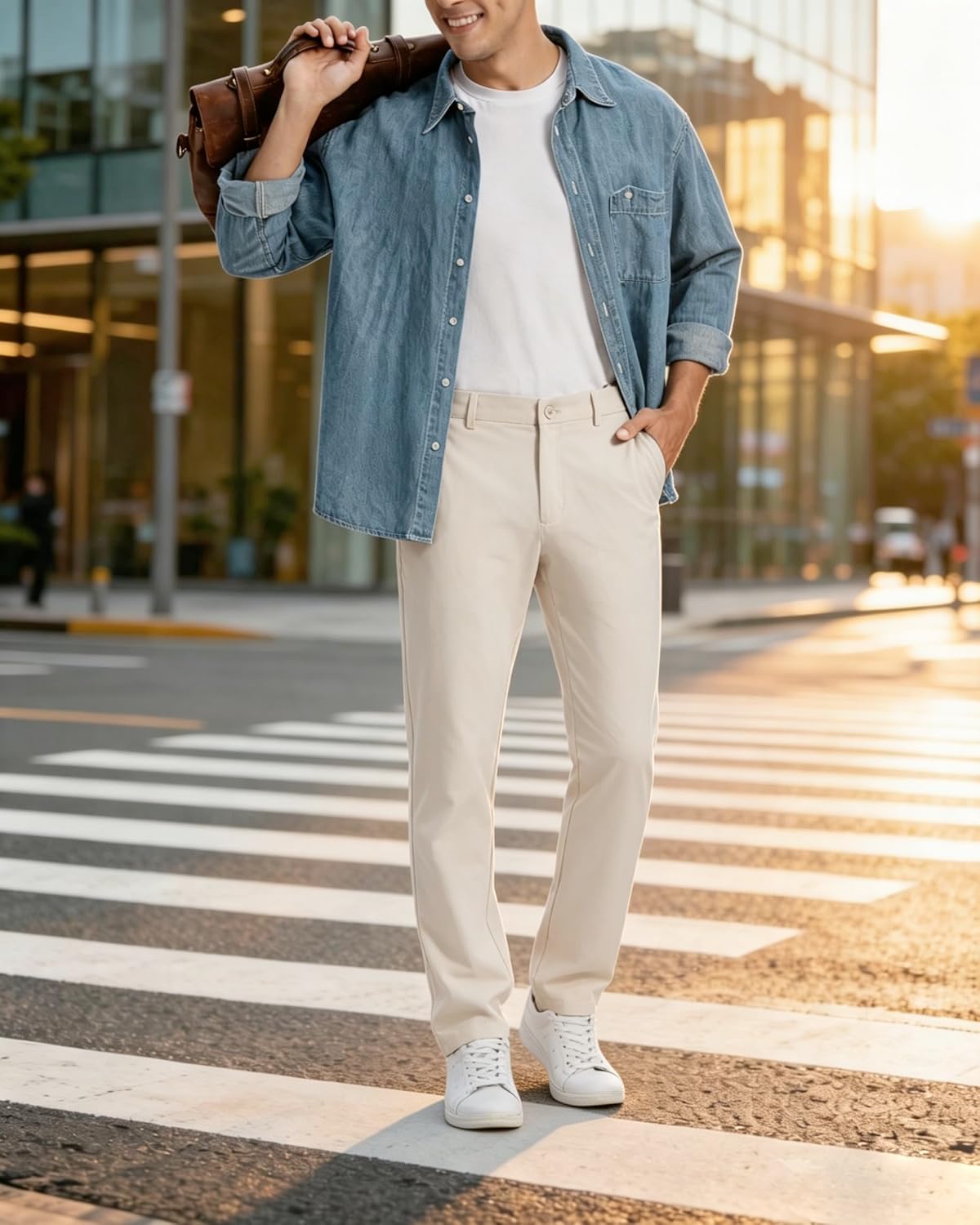 Detalle de Mens Golf Pants Lightweight Quick Dry Anti-Slip Work Dress Pants 30/32/34 Stretch Casual Slacks with 4 Pockets