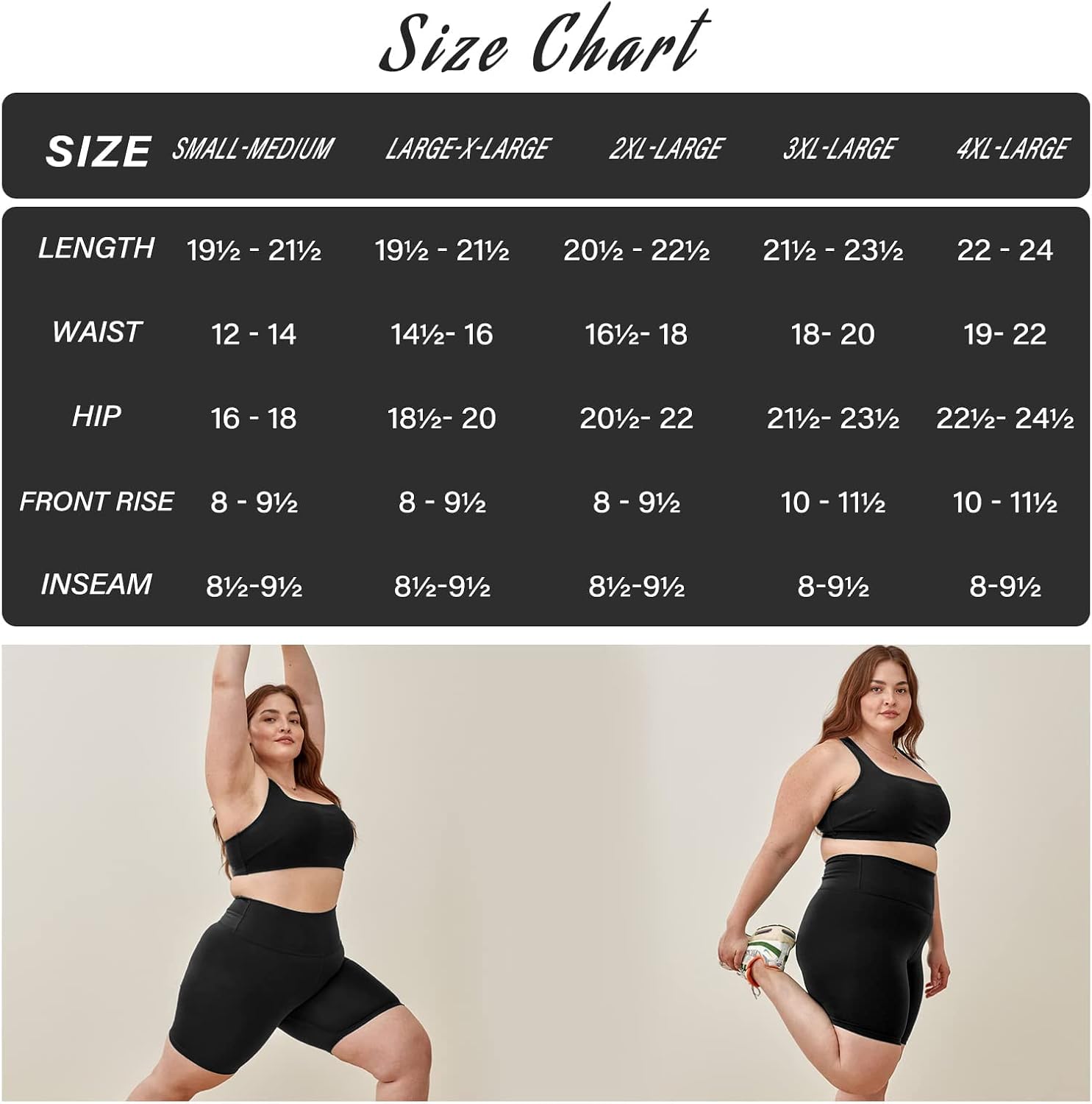 Detalle de TNNZEET 2 Pack Plus Size Biker Shorts for Women — 8" Inseam, High-Waisted, Tummy Control, Black/White (Sizes S-4XL)