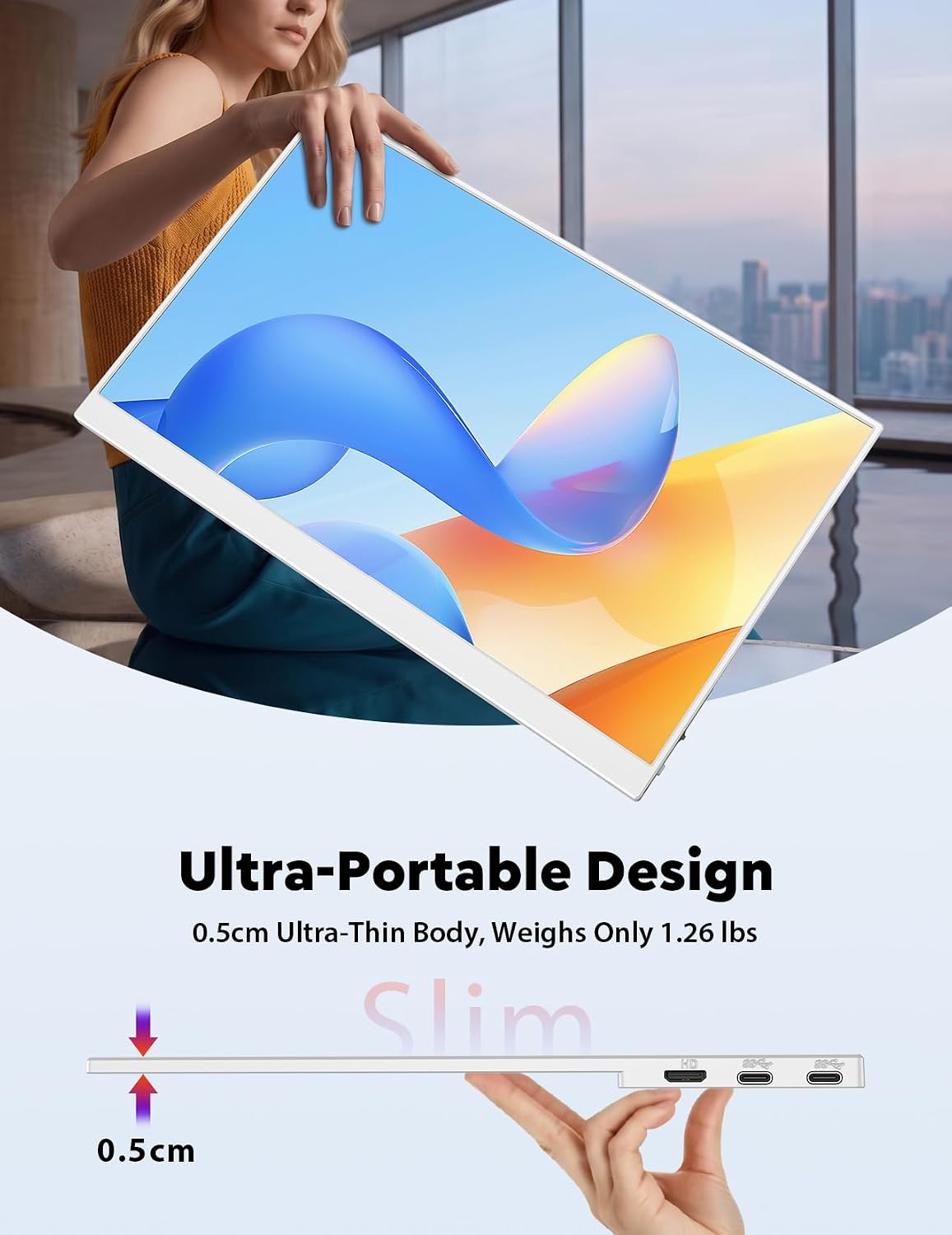 Detalle de MAGICRAVEN 15.6in Portable Monitor – Full HD IPS, Plug & Play Second Screen