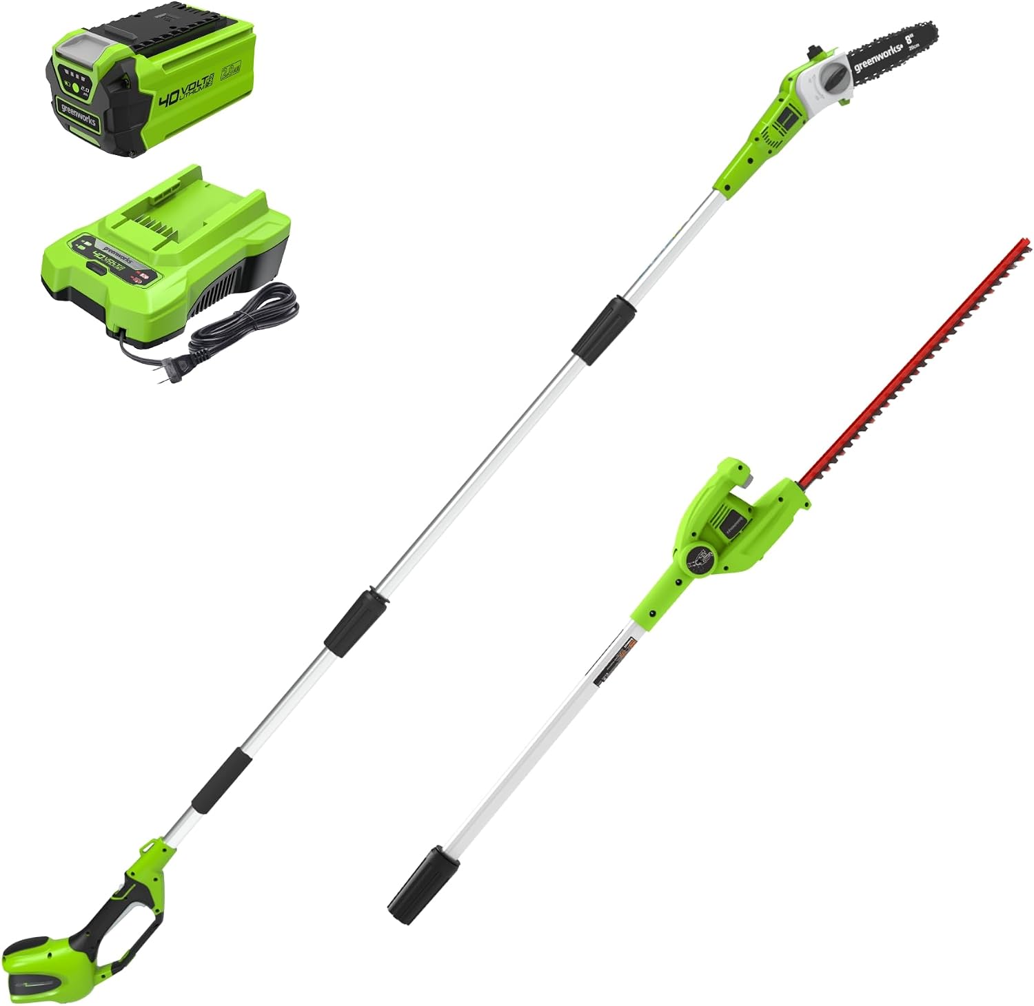 Detalle de Greenworks Pole Saw and Hedge Trimmer Kit 40V